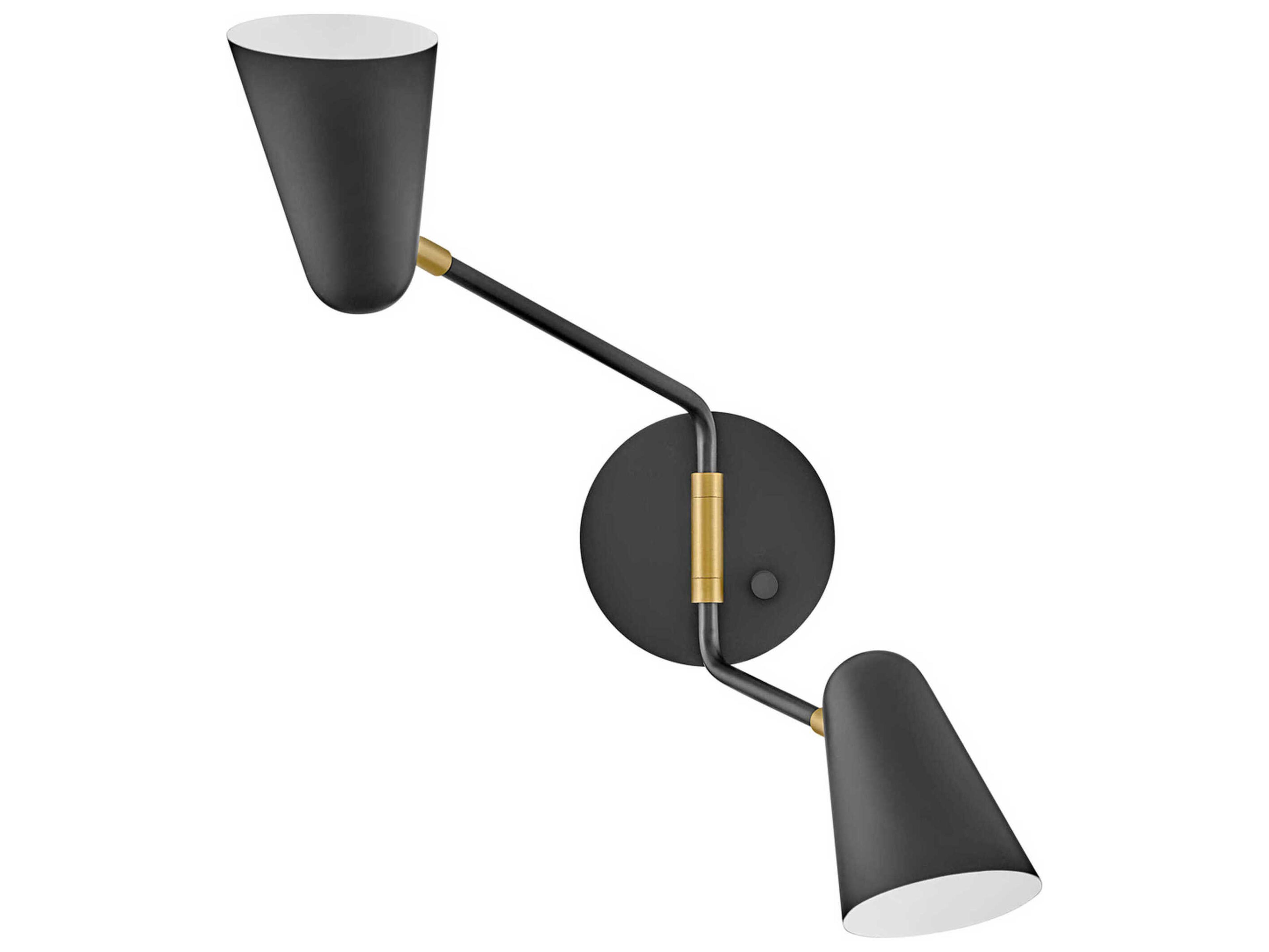 Lark Living Birdie 2-Light Black Lacquered Brass Swing Wall Sconce