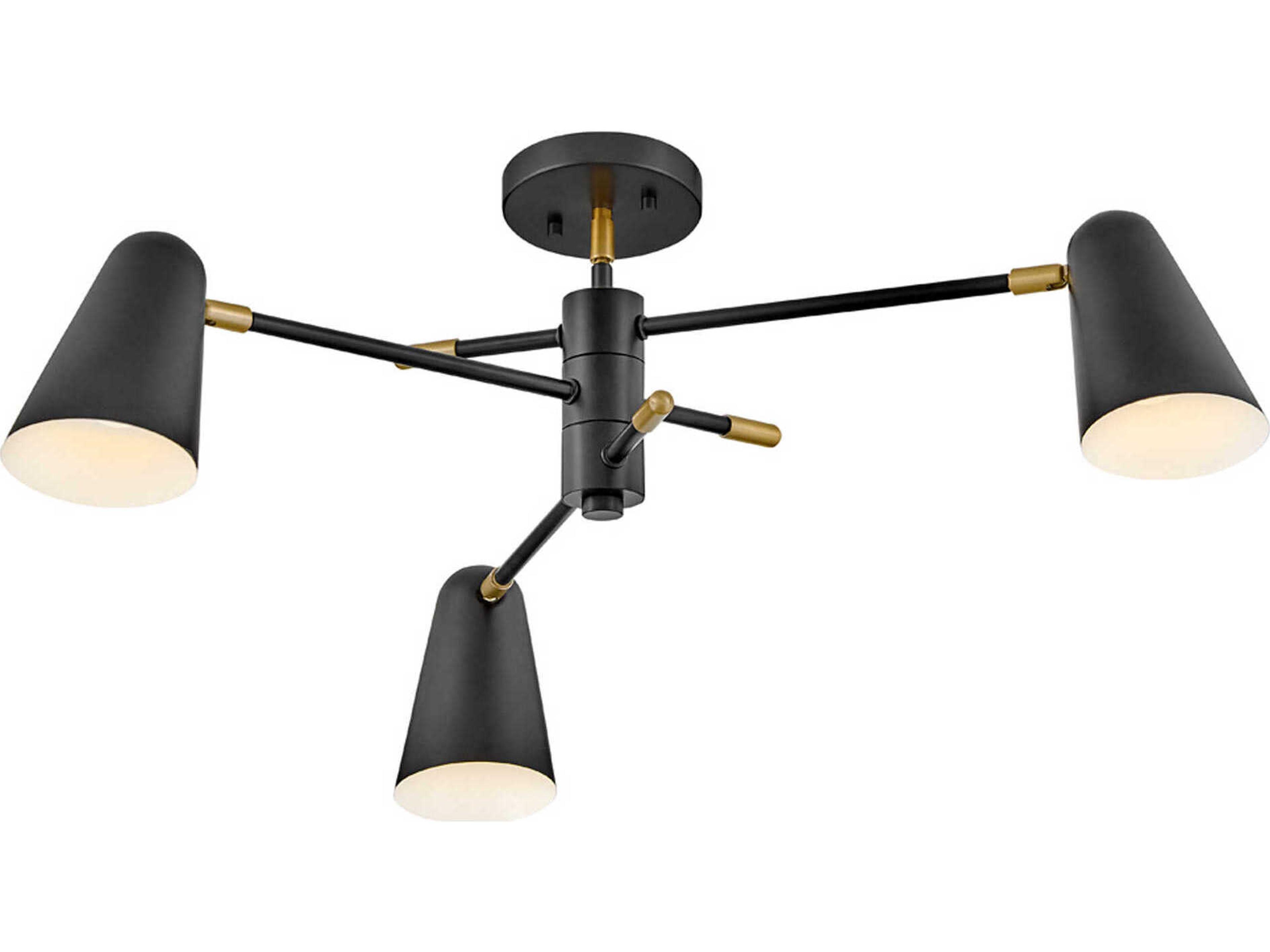 Lark Living Birdie 3-Light Black Lacquered Brass Chandelier