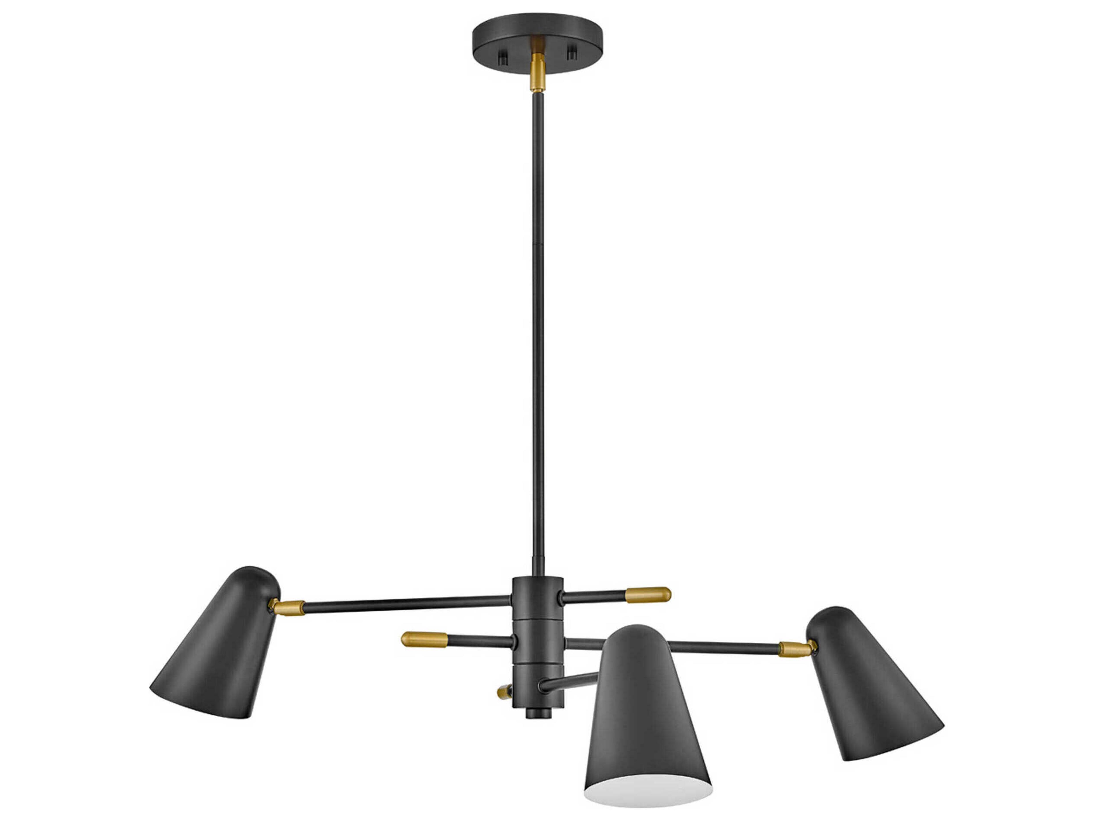 Lark Living Birdie 3-Light Black Lacquered Brass Chandelier