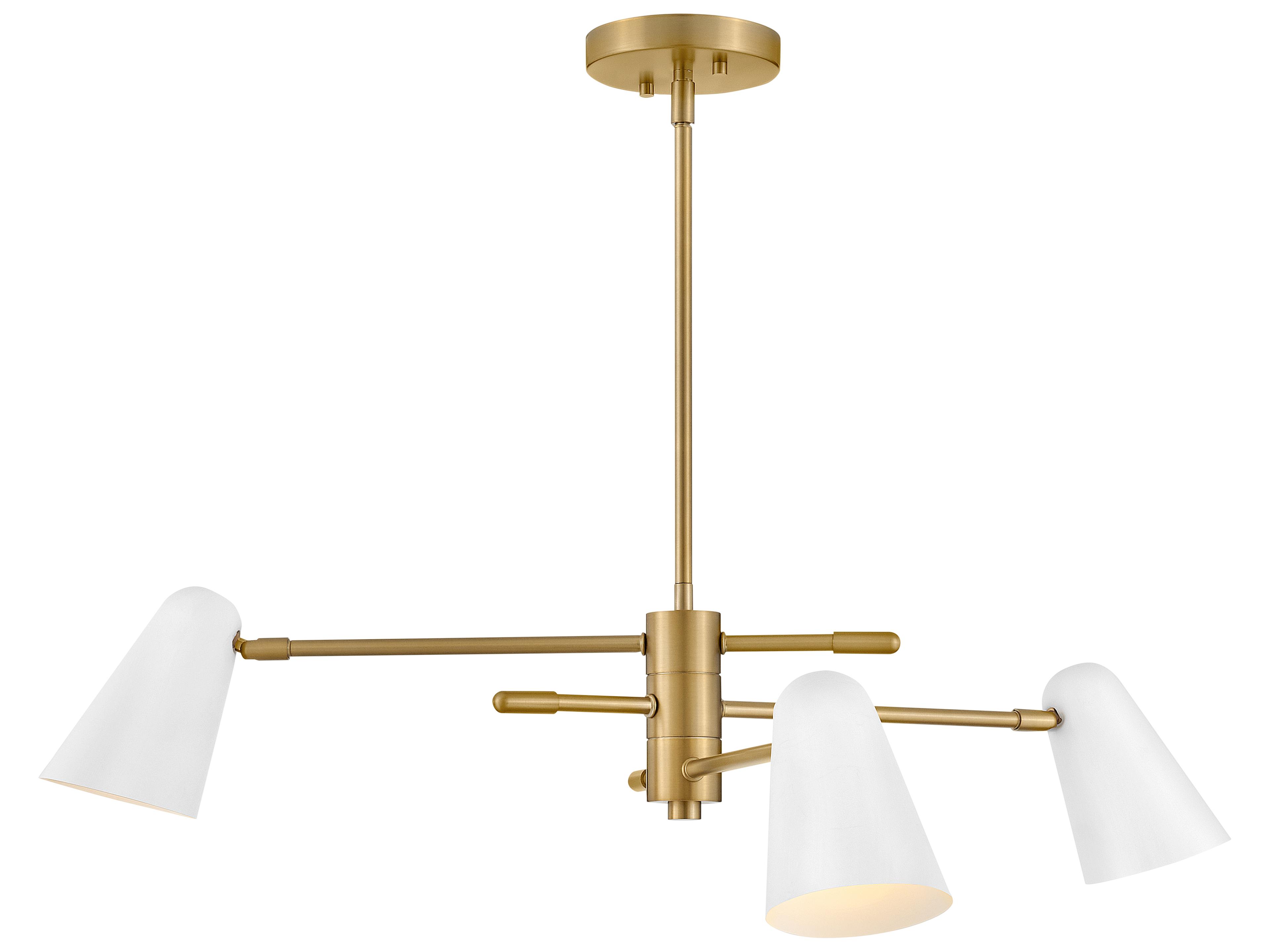 Birdie 3-Light Lacquered Brass Matte White Chandelier