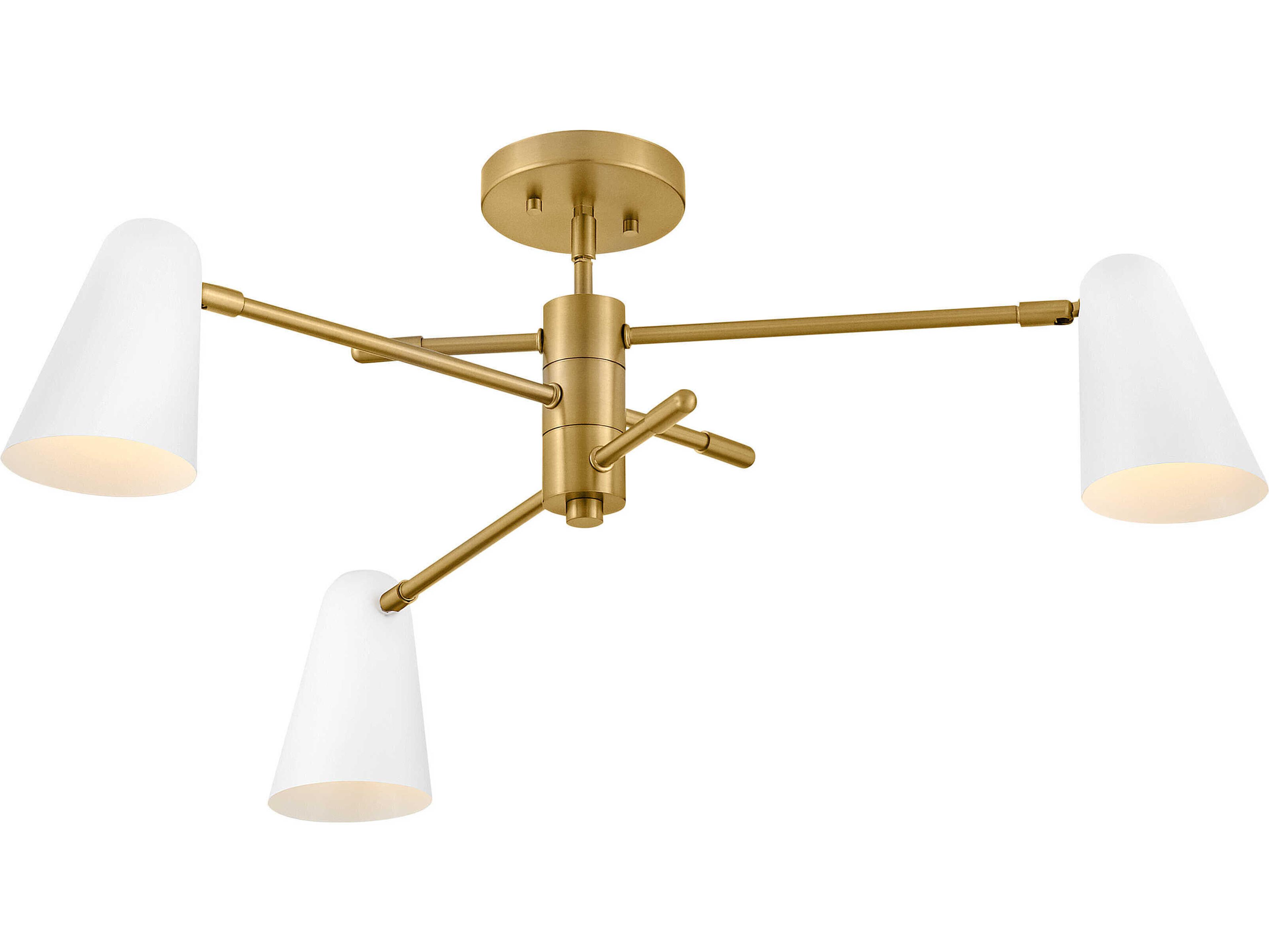 Lark Living Birdie 3-Light Lacquered Brass Matte White Chandelier