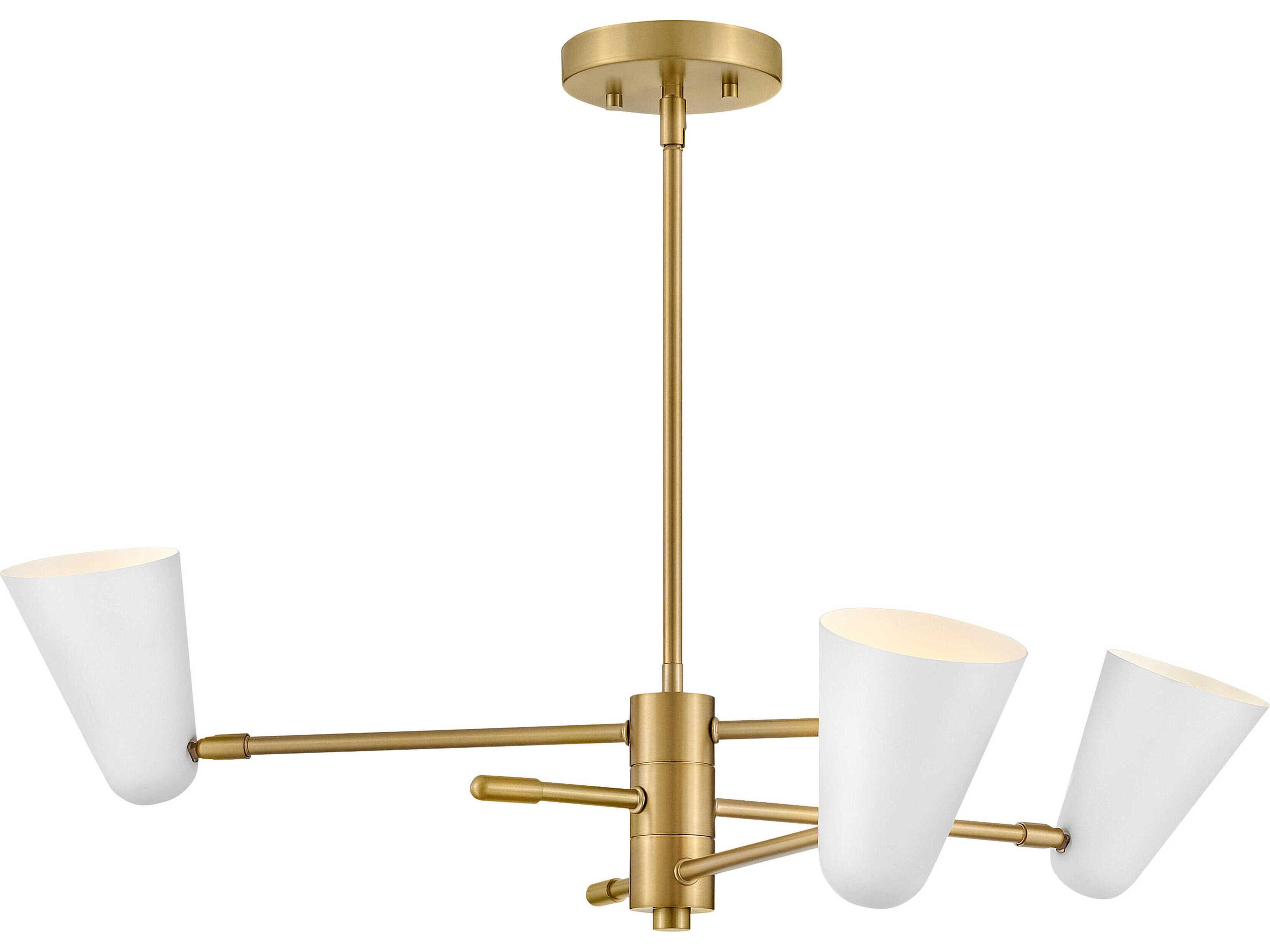 Lark Living Birdie 3-Light Lacquered Brass Matte White Chandelier