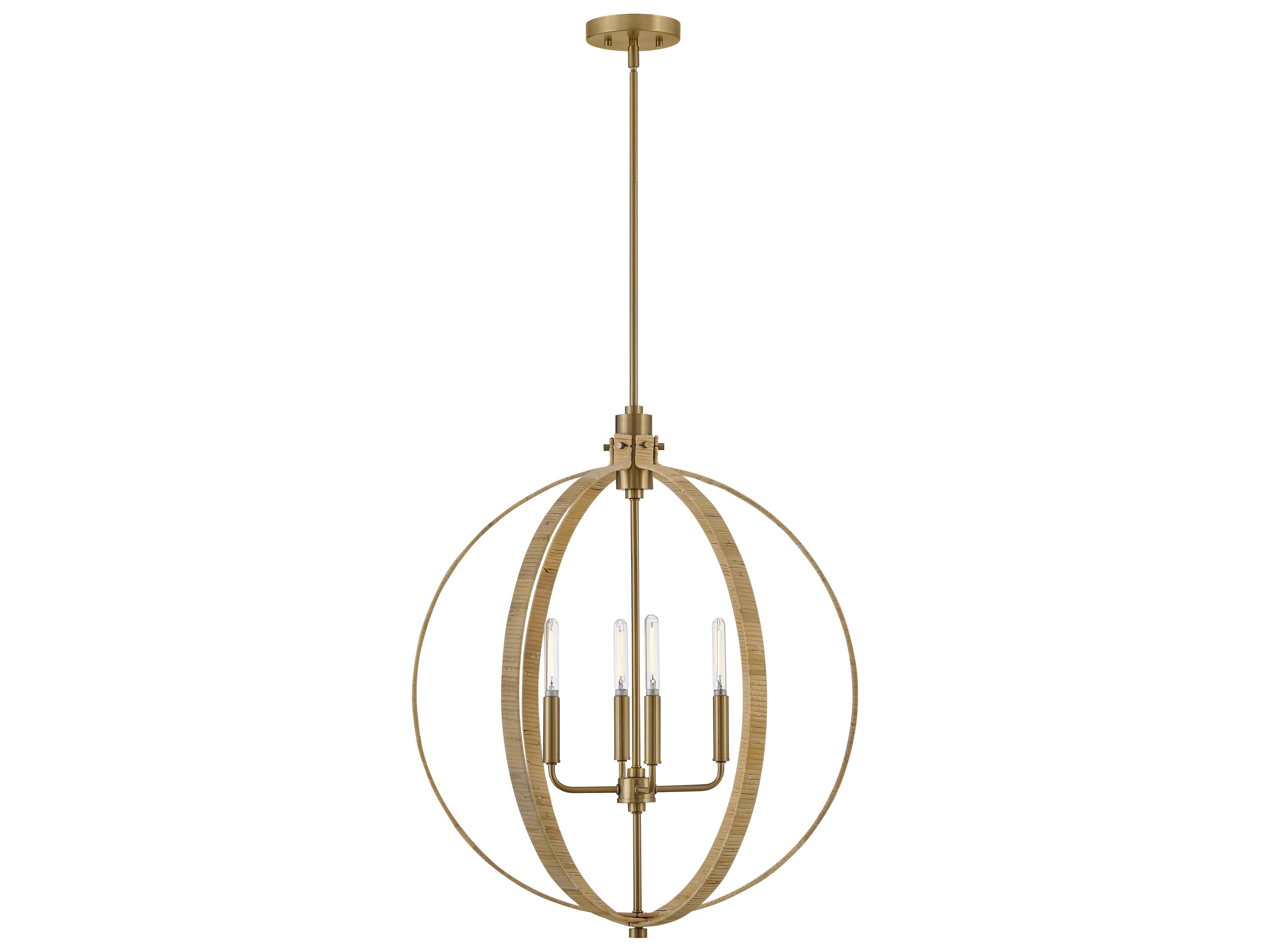 Fallon 4-Light Lacquered Brass Bamboo Candelabra Globe Chandelier
