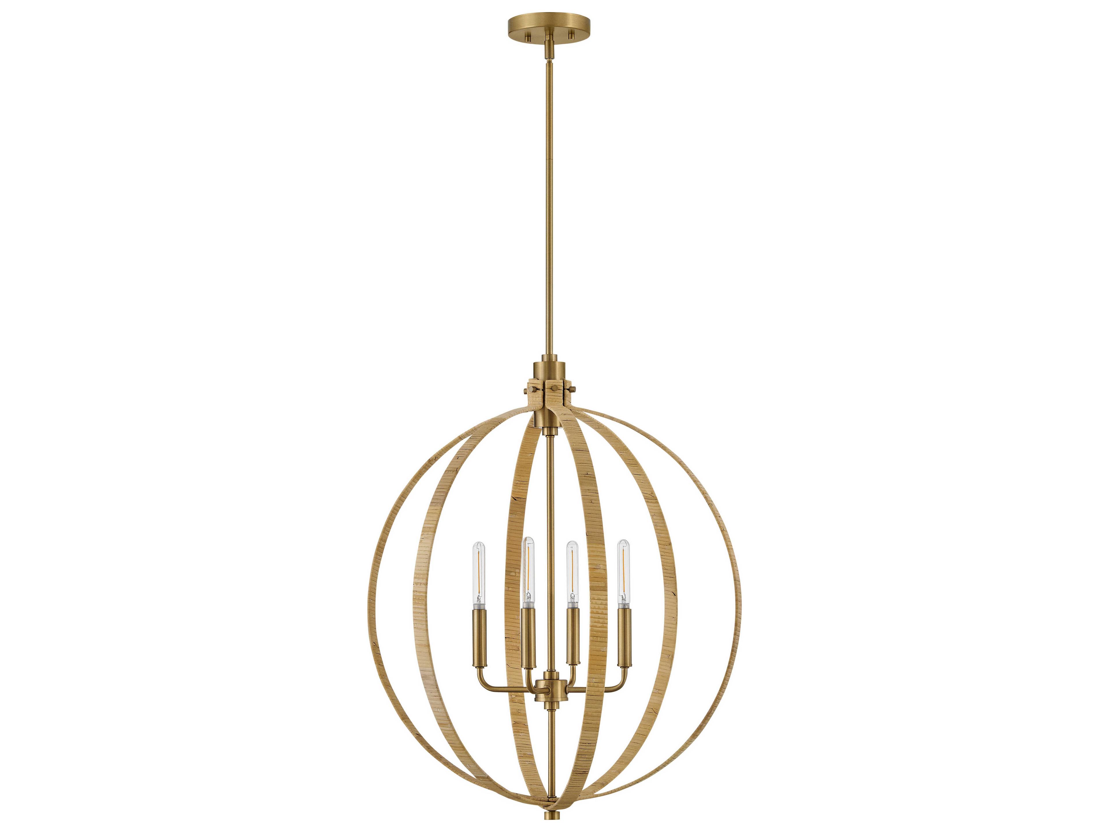 Lark Living Fallon 4-Light Lacquered Brass Bamboo Candelabra Globe Chandelier