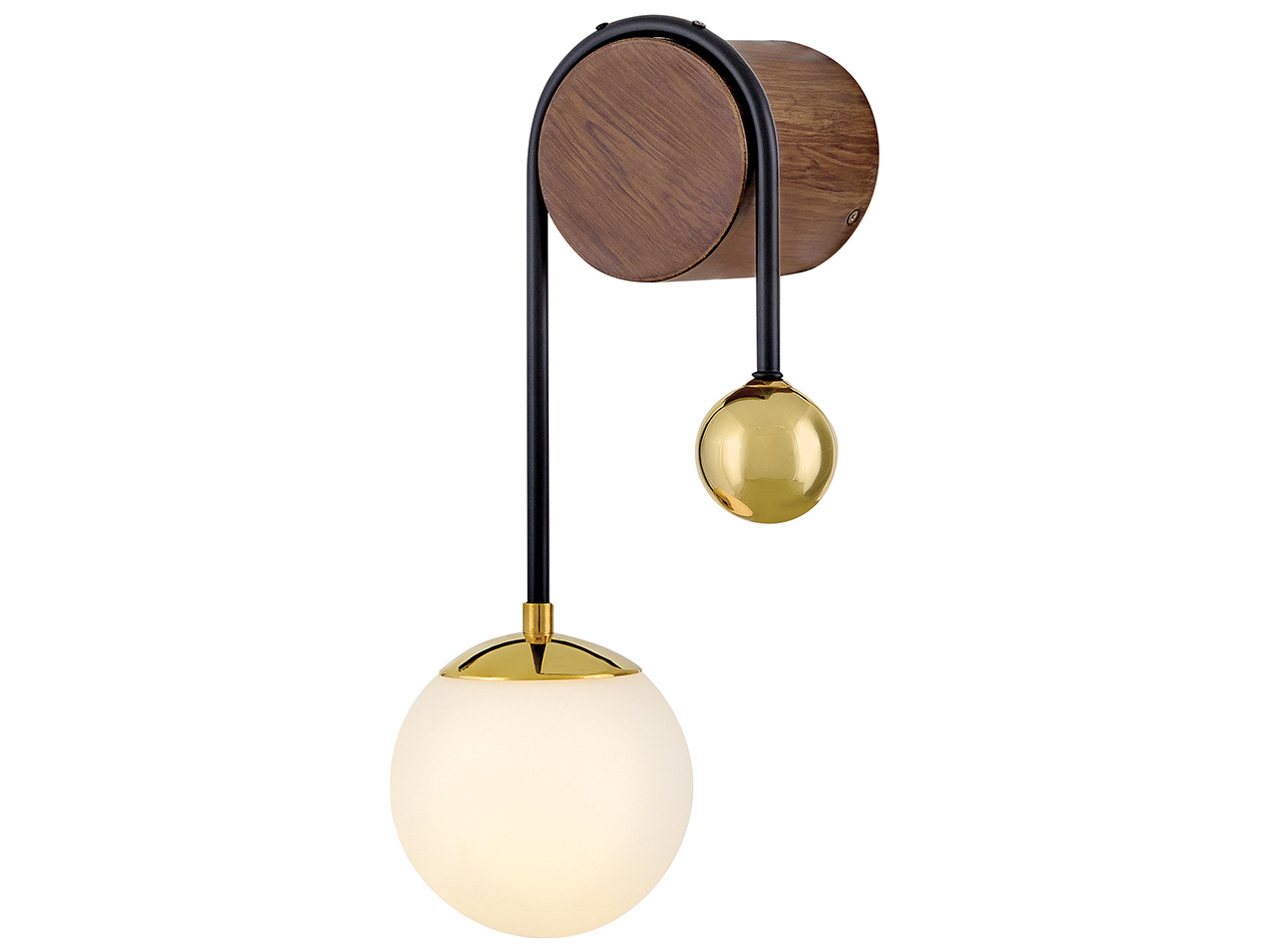 Auggie 1-Light Bright Brass Walnut Brown Wall Sconce