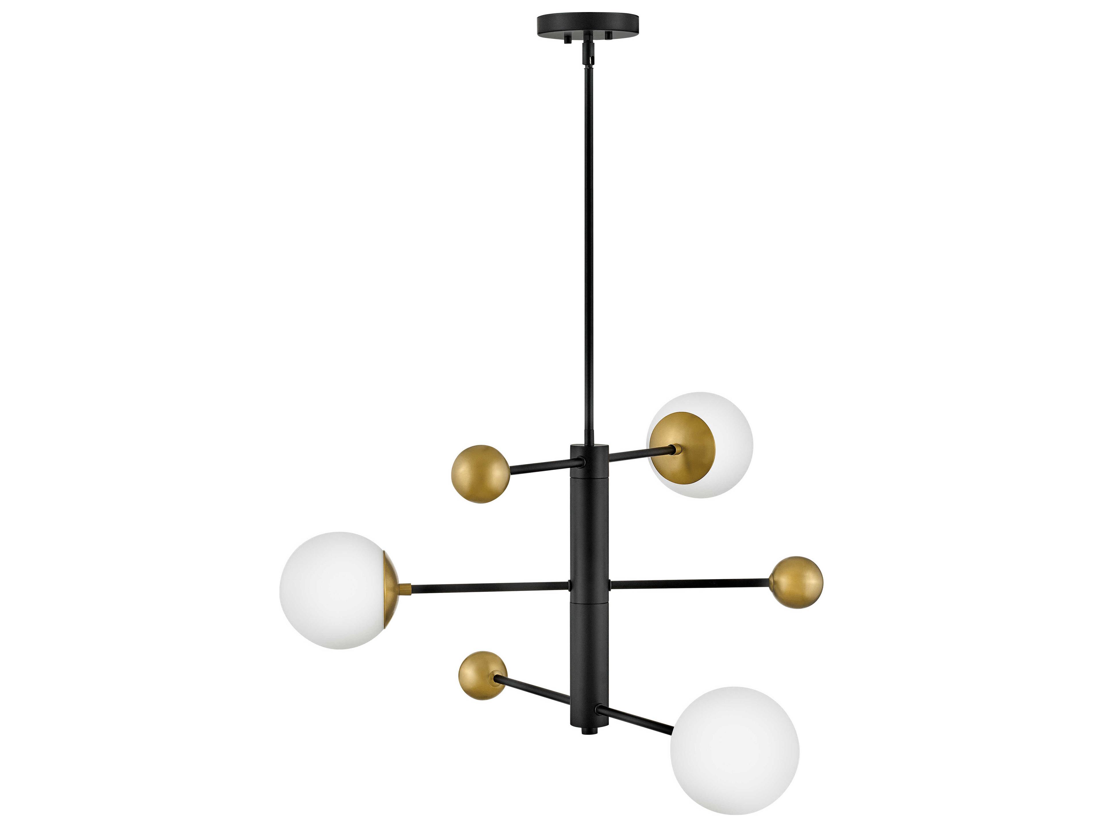 Lark Living Auggie 3-Light Black Lacquered Brass Candelabra Globe Chandelier