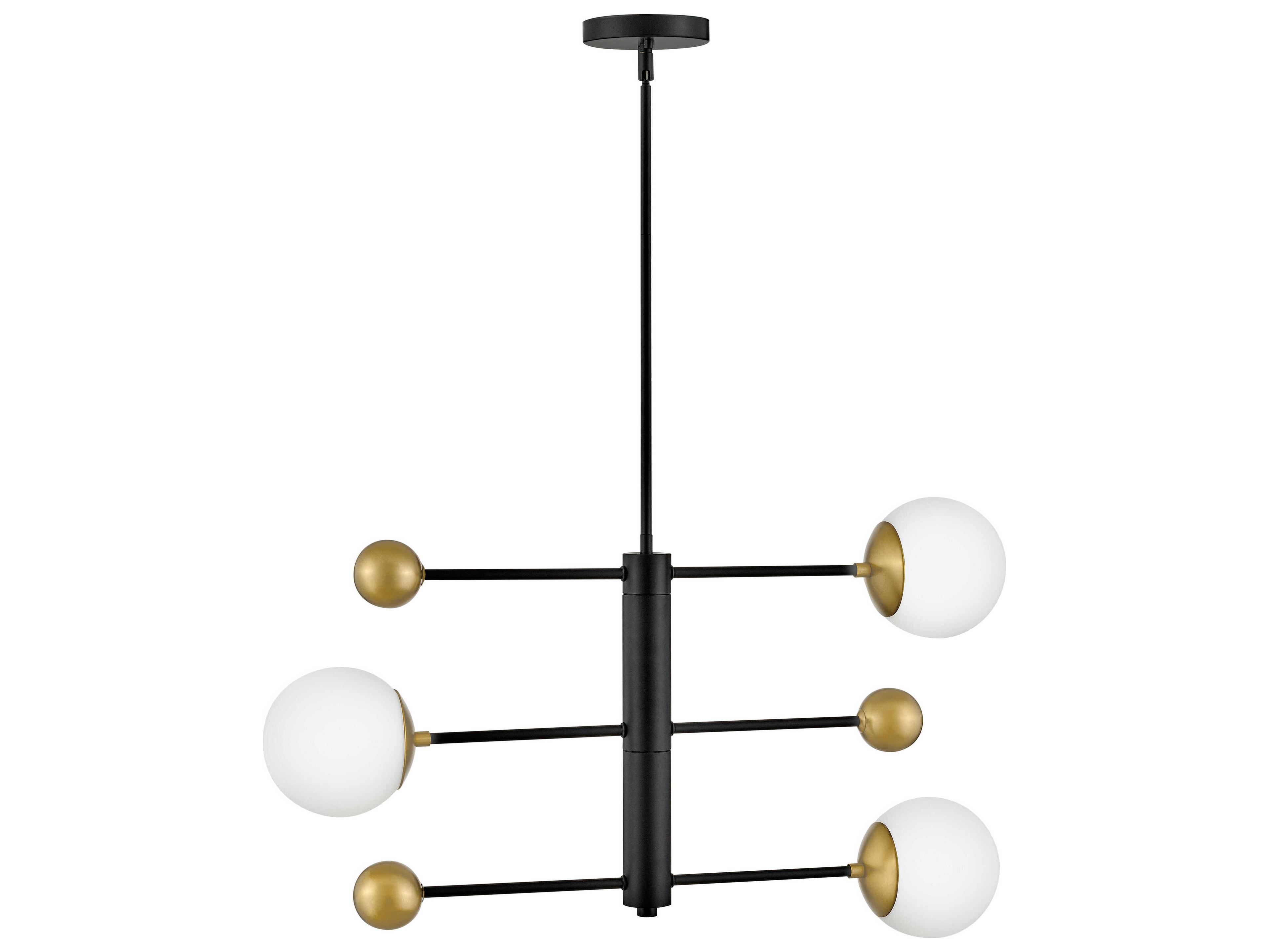 Lark Living Auggie 3-Light Black Lacquered Brass Candelabra Globe Chandelier