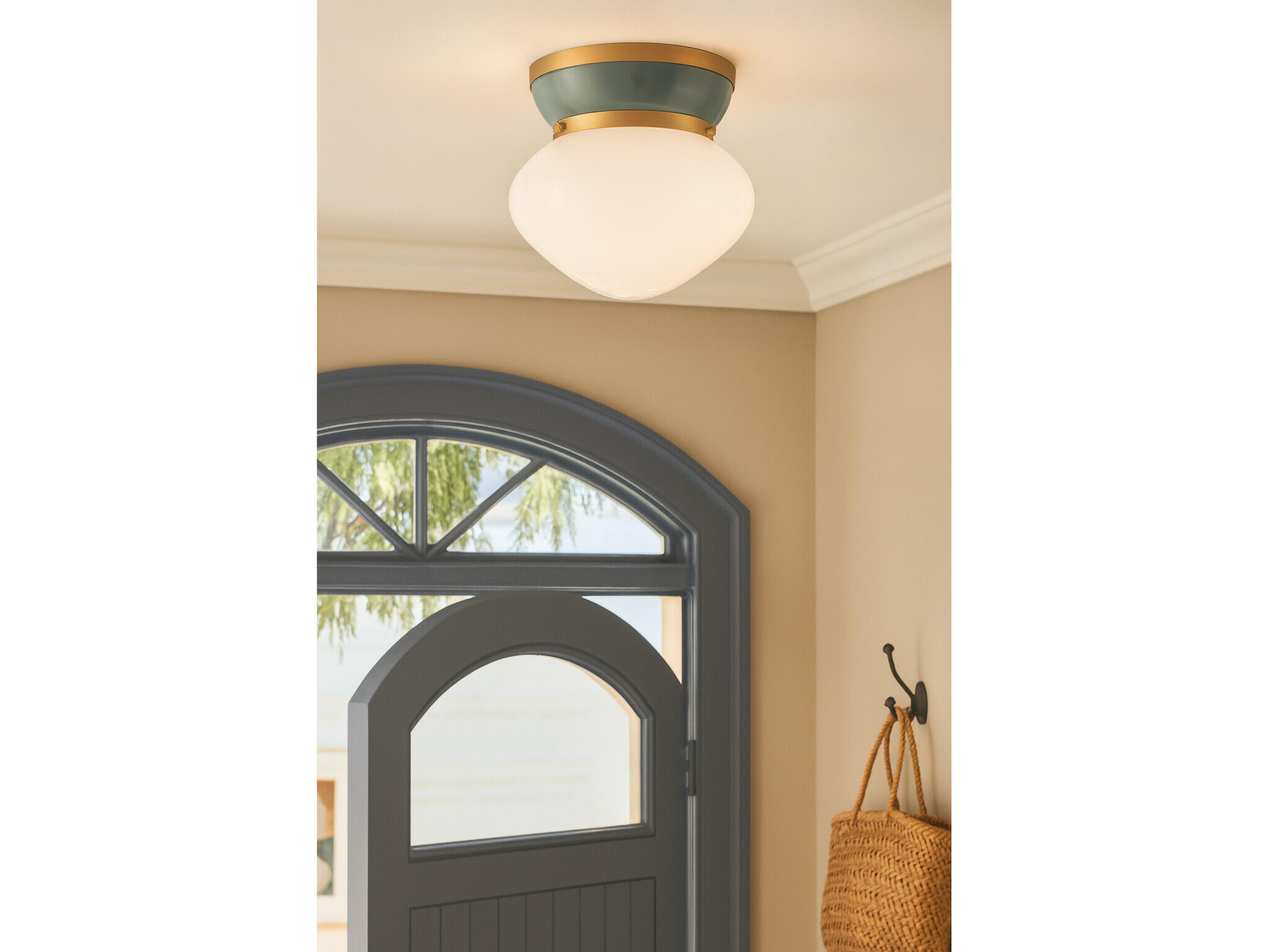 Lark Living Lucy 1-Light Lacquered Brass Seafoam Green Flush Mount