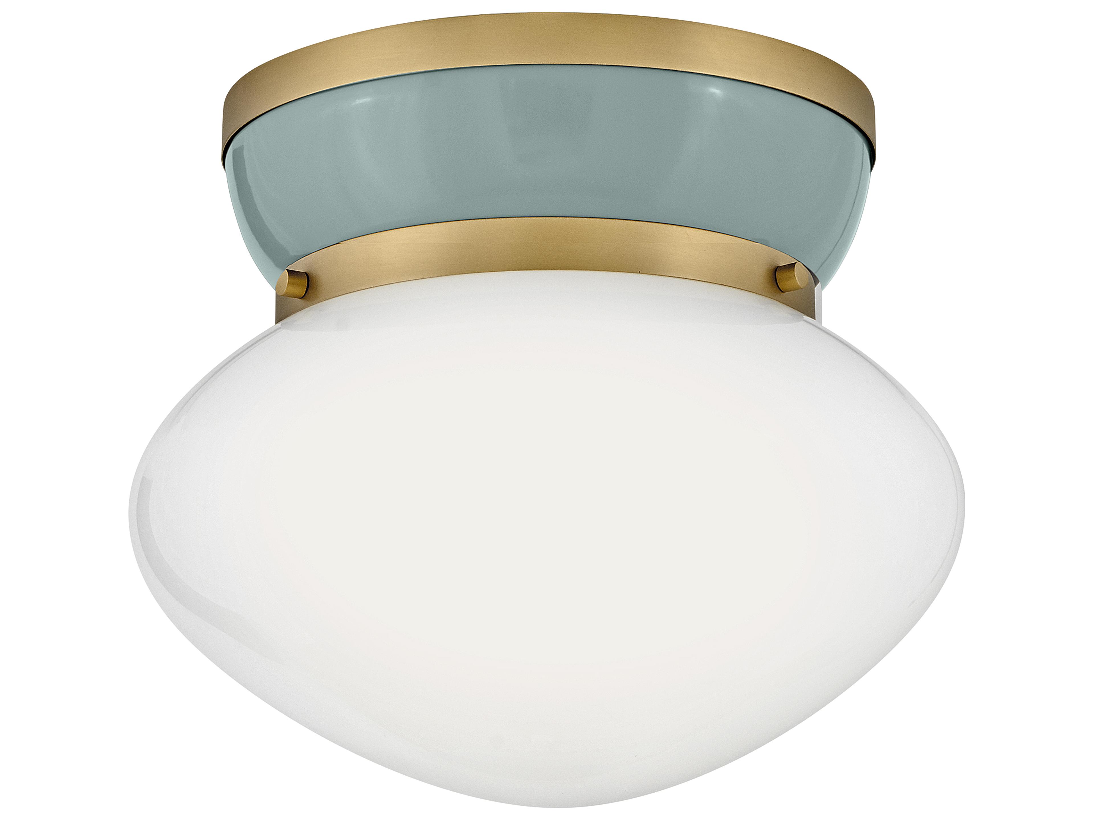 Lucy 1-Light Lacquered Brass Seafoam Green Flush Mount