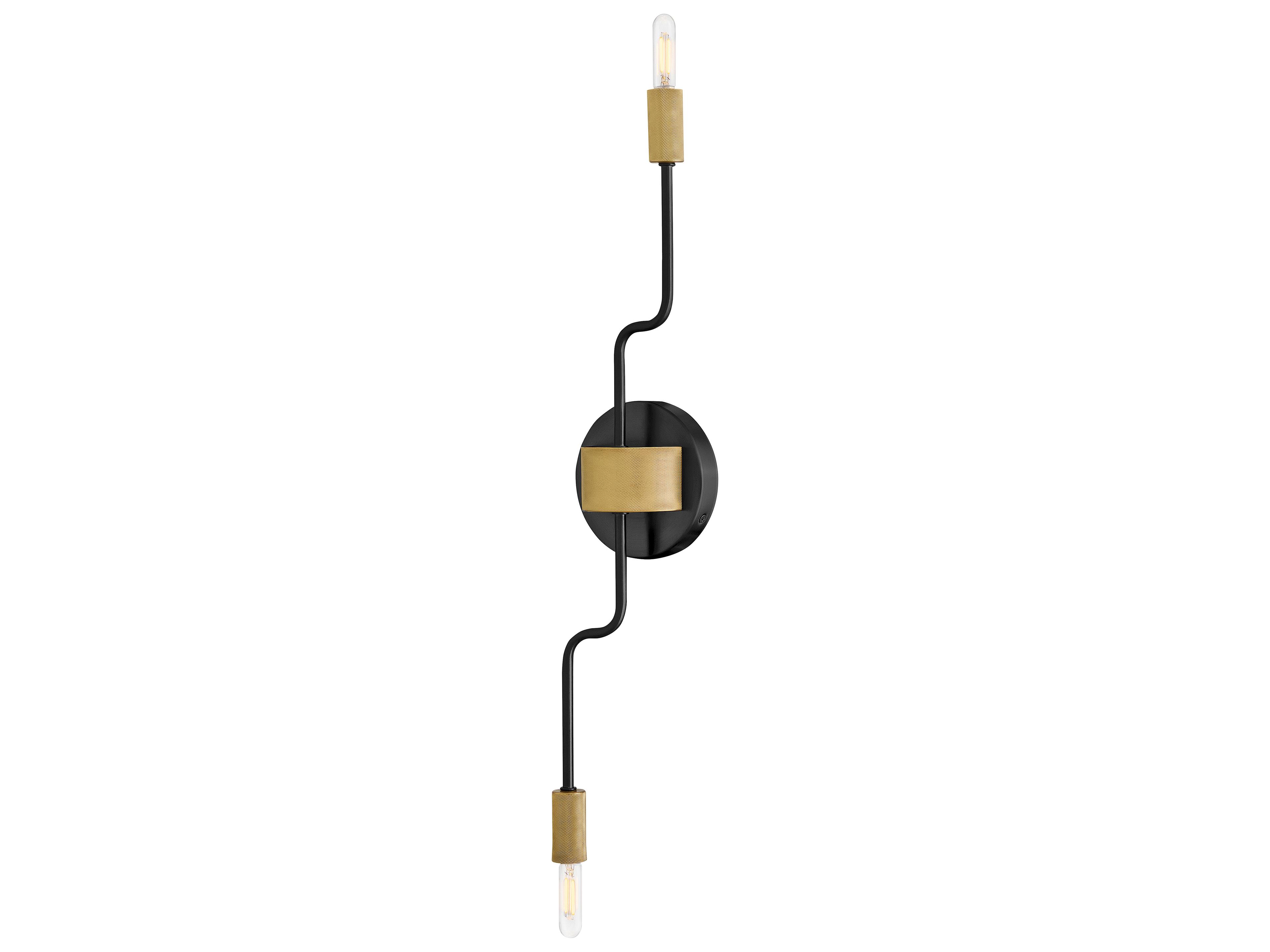 Austen 2-Light Black Lacquered Brass Wall Sconce