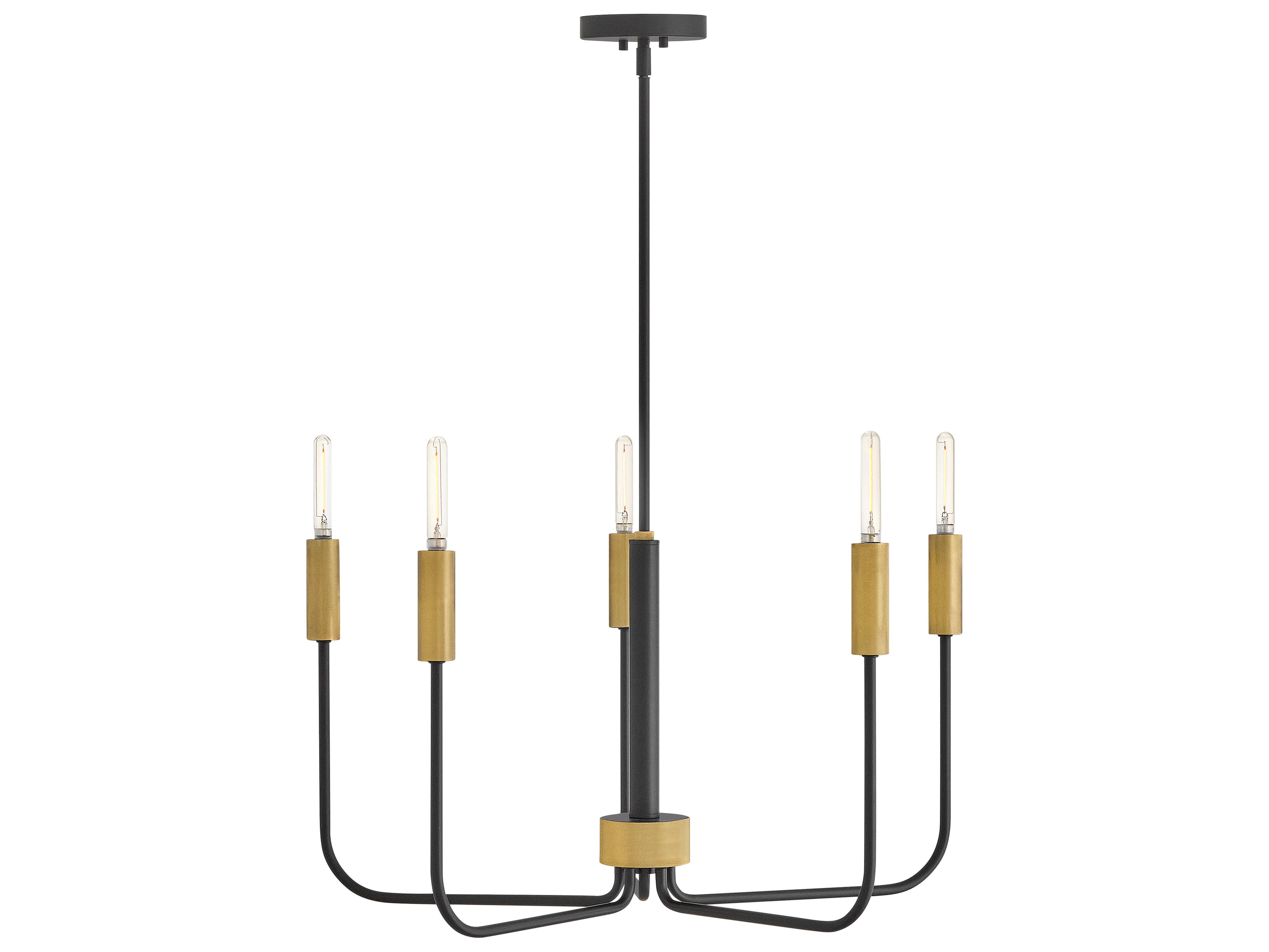 Lark Living Austen 5-Light Black Lacquered Brass Candelabra Chandelier