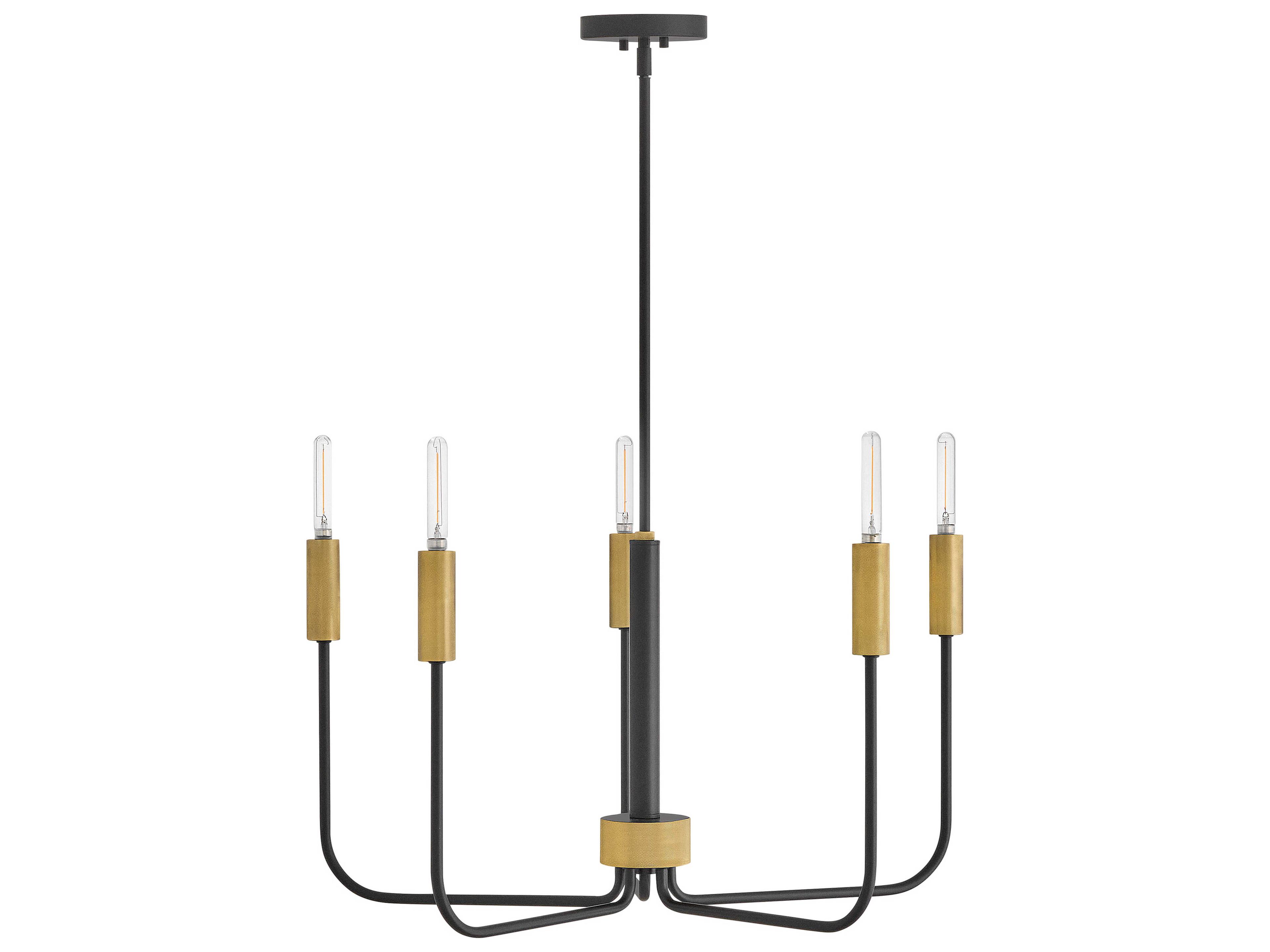 Lark Living Austen 5-Light Black Lacquered Brass Candelabra Chandelier