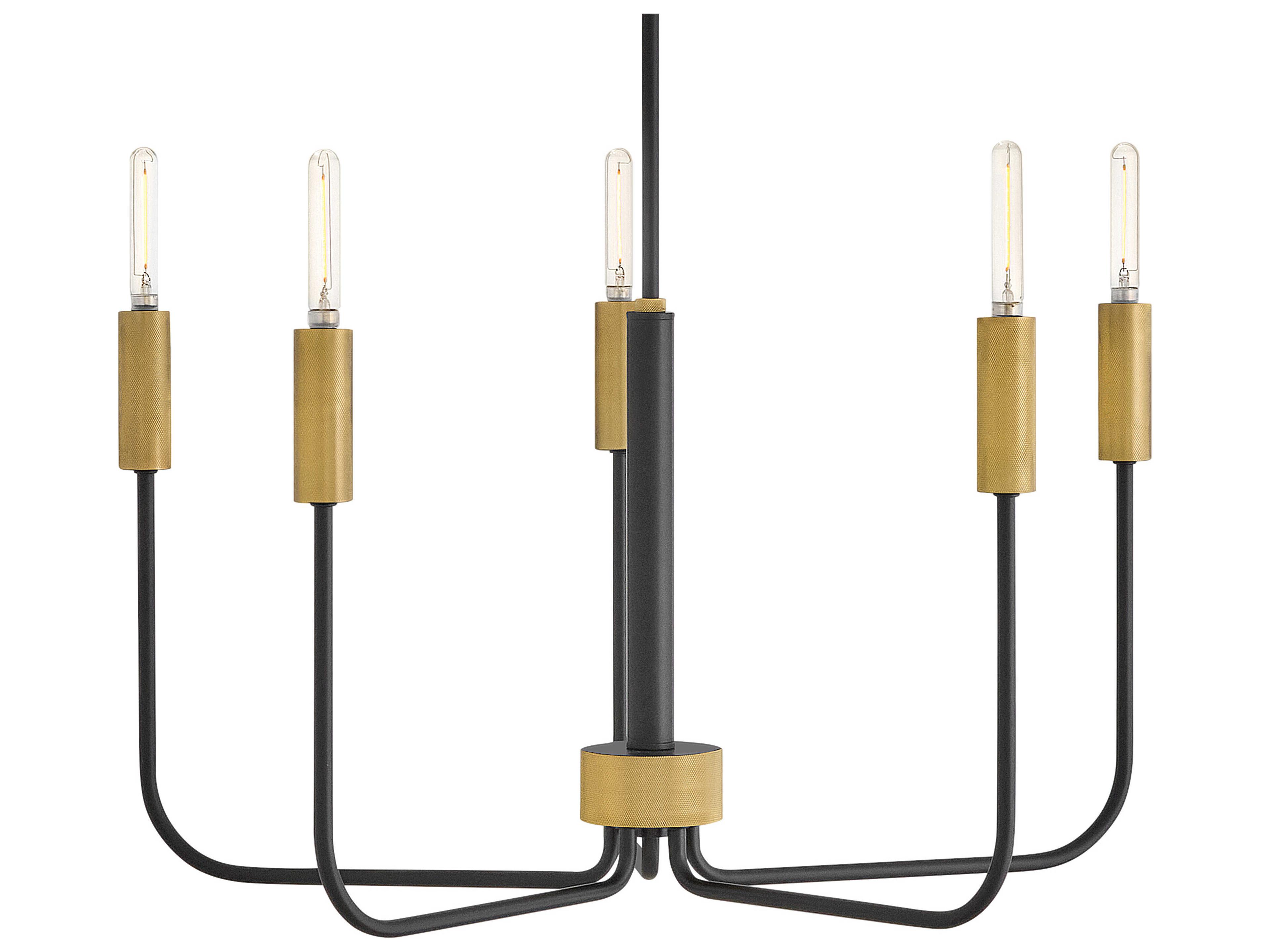Lark Living Austen 5-Light Black Lacquered Brass Candelabra Chandelier