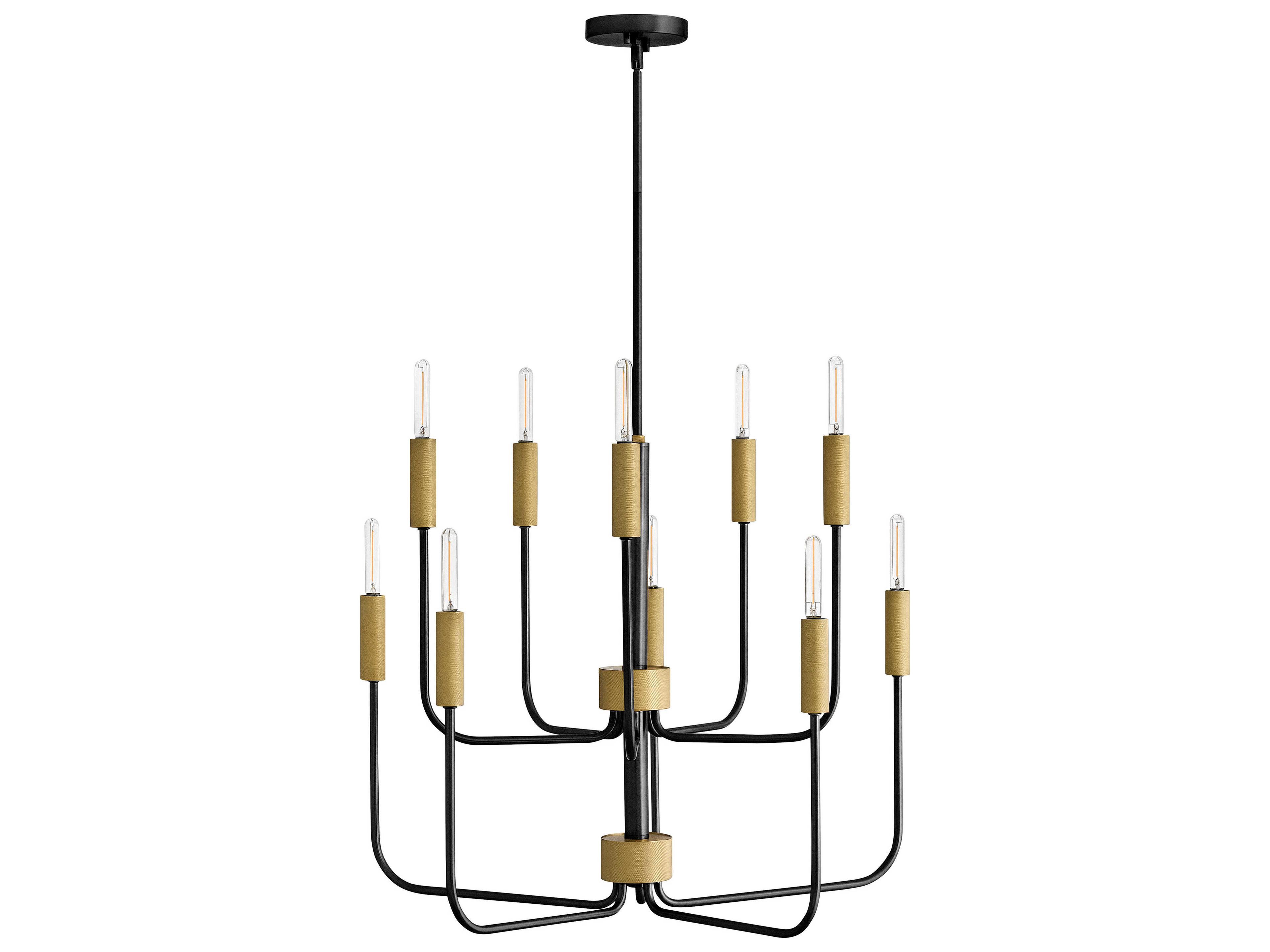 Lark Living Austen 10-Light Black Lacquered Brass Candelabra Chandelier