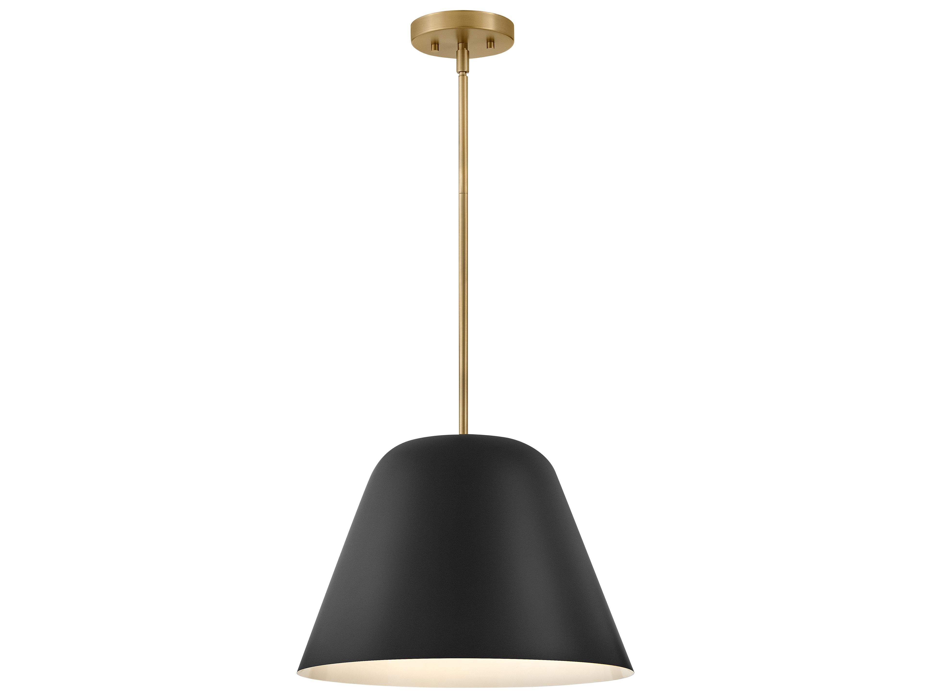 Madi 1-Light Lacquered Brass Black Pendant