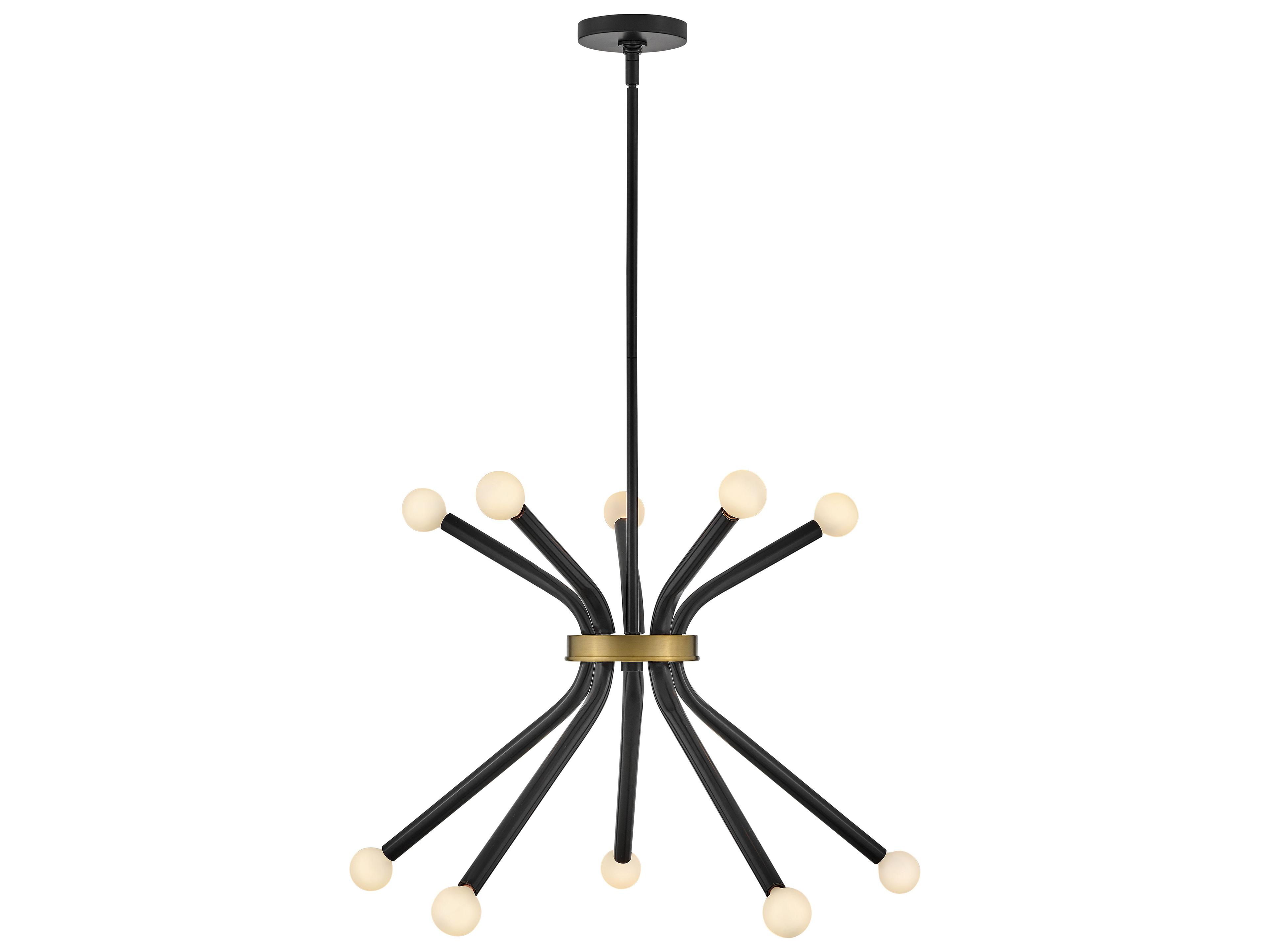 Axton 10-Light Black Lacquered Brass Chandelier