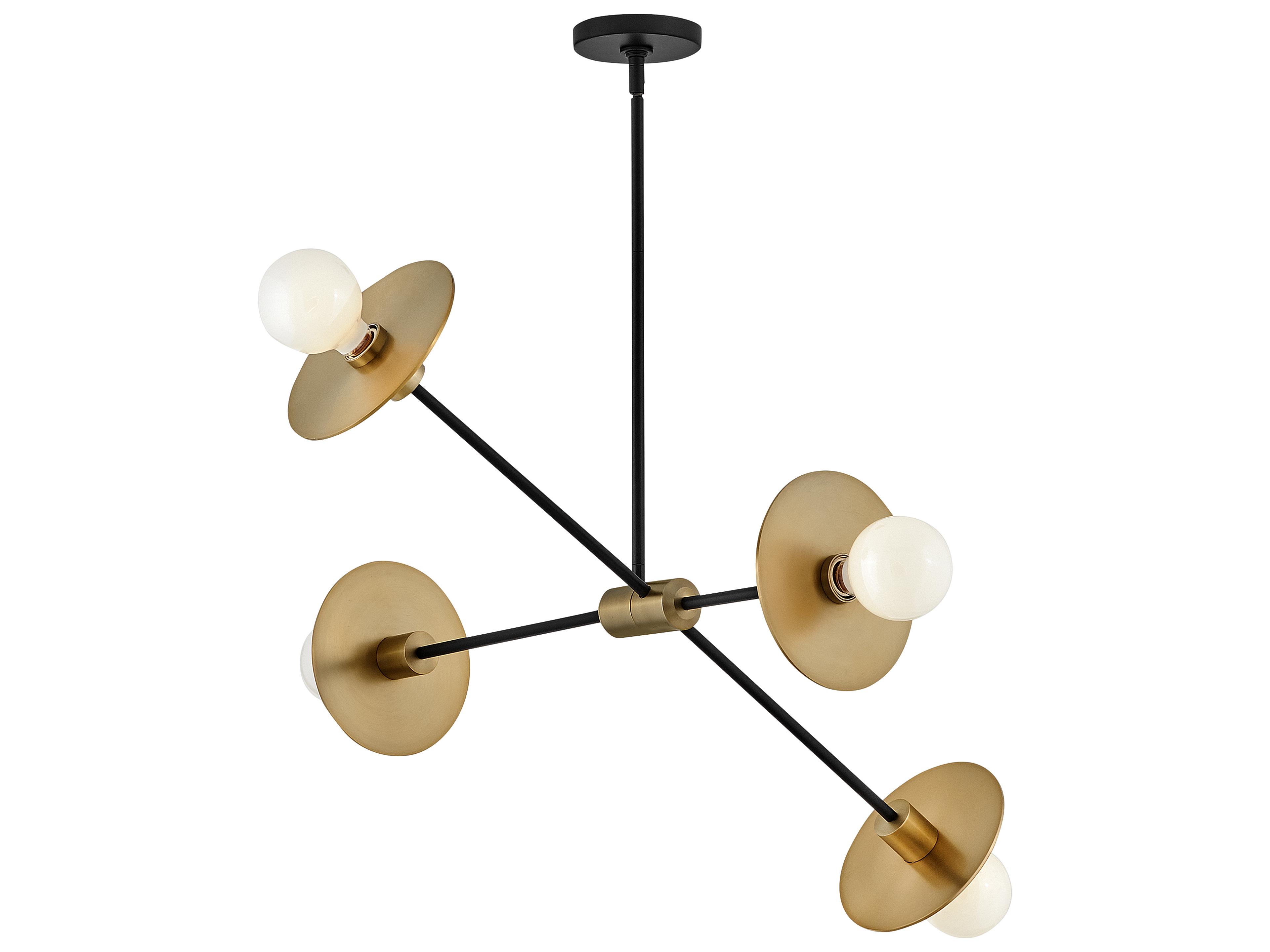 Lulu 4-Light Lacquered Brass Black Sputnik Chandelier