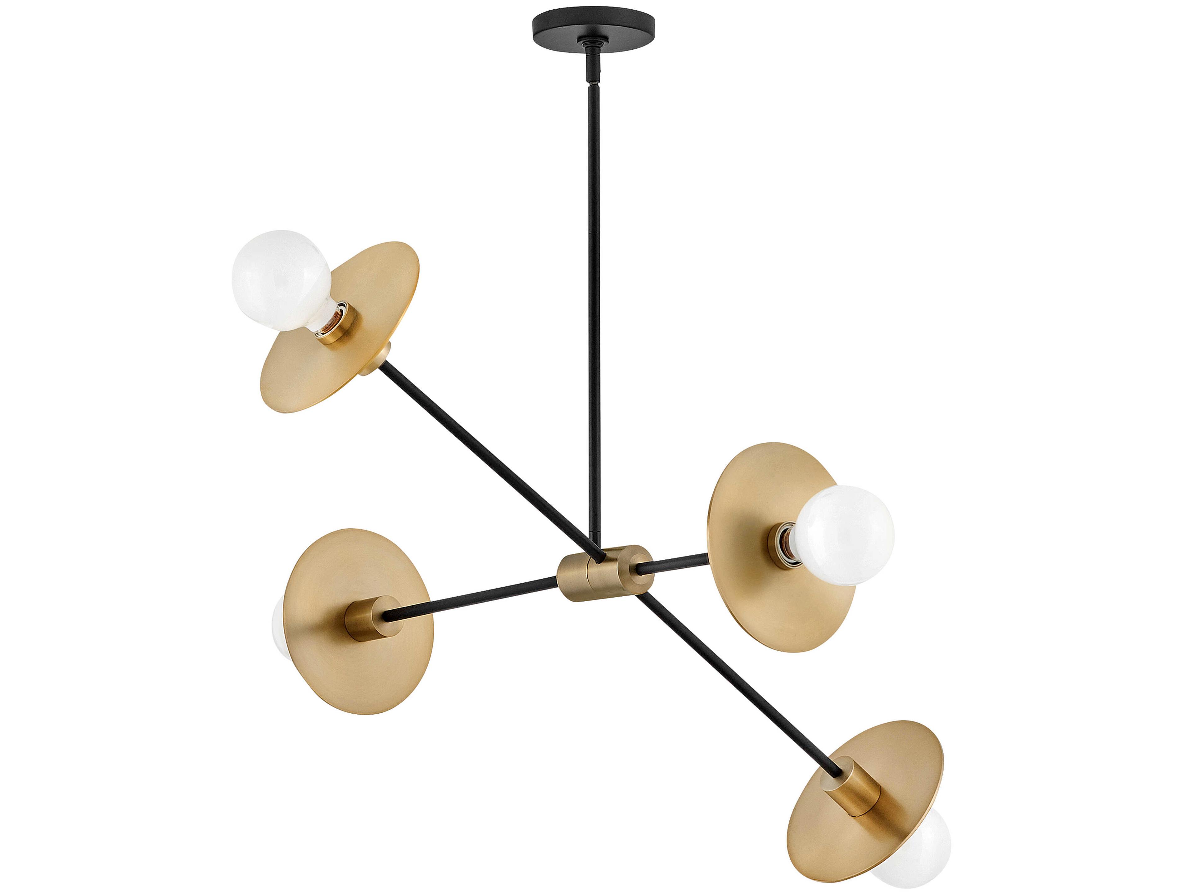 Lark Living Lulu 4-Light Lacquered Brass Black Sputnik Chandelier