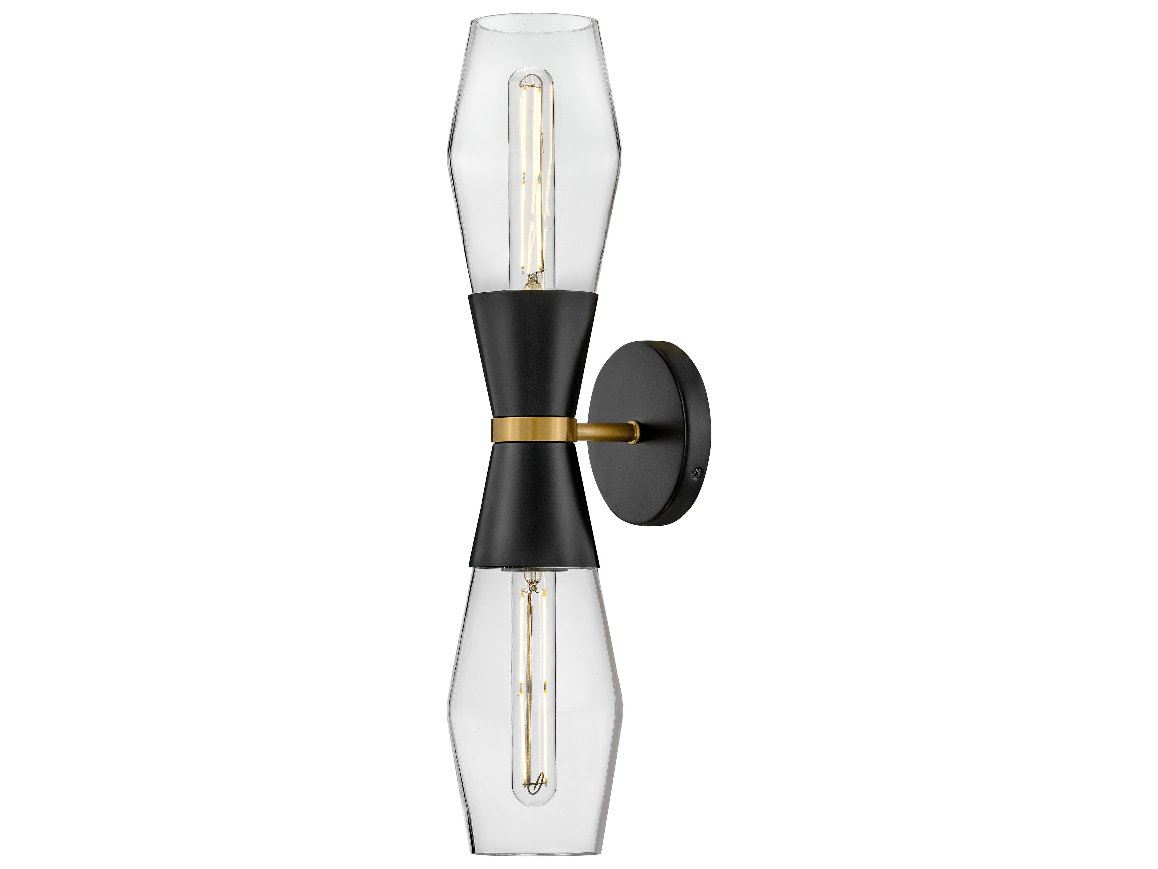Livie 2-Light Black Lacquered Brass Vanity Light