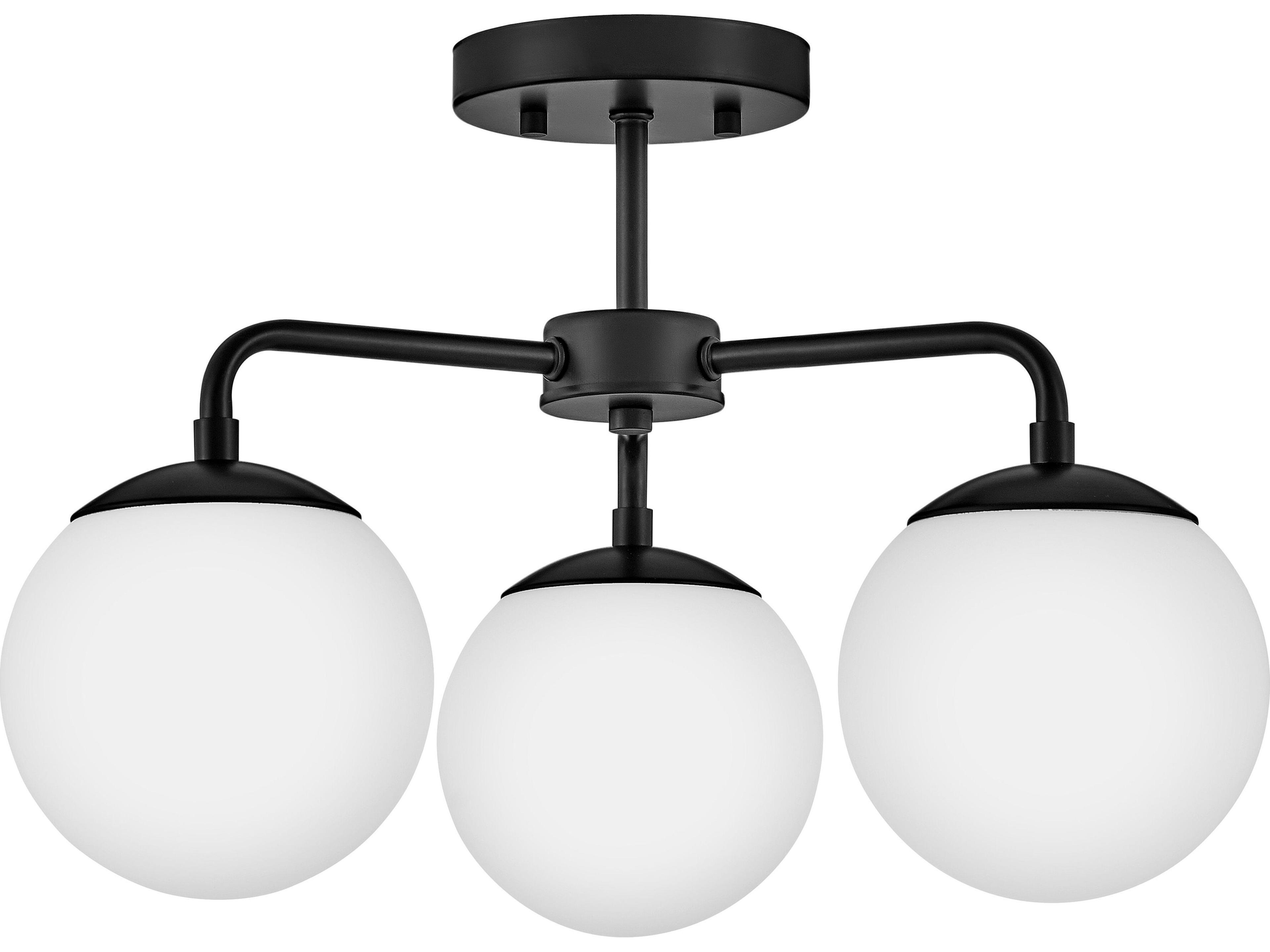 Julep 3-Light Black Globe Semi Flush Mount