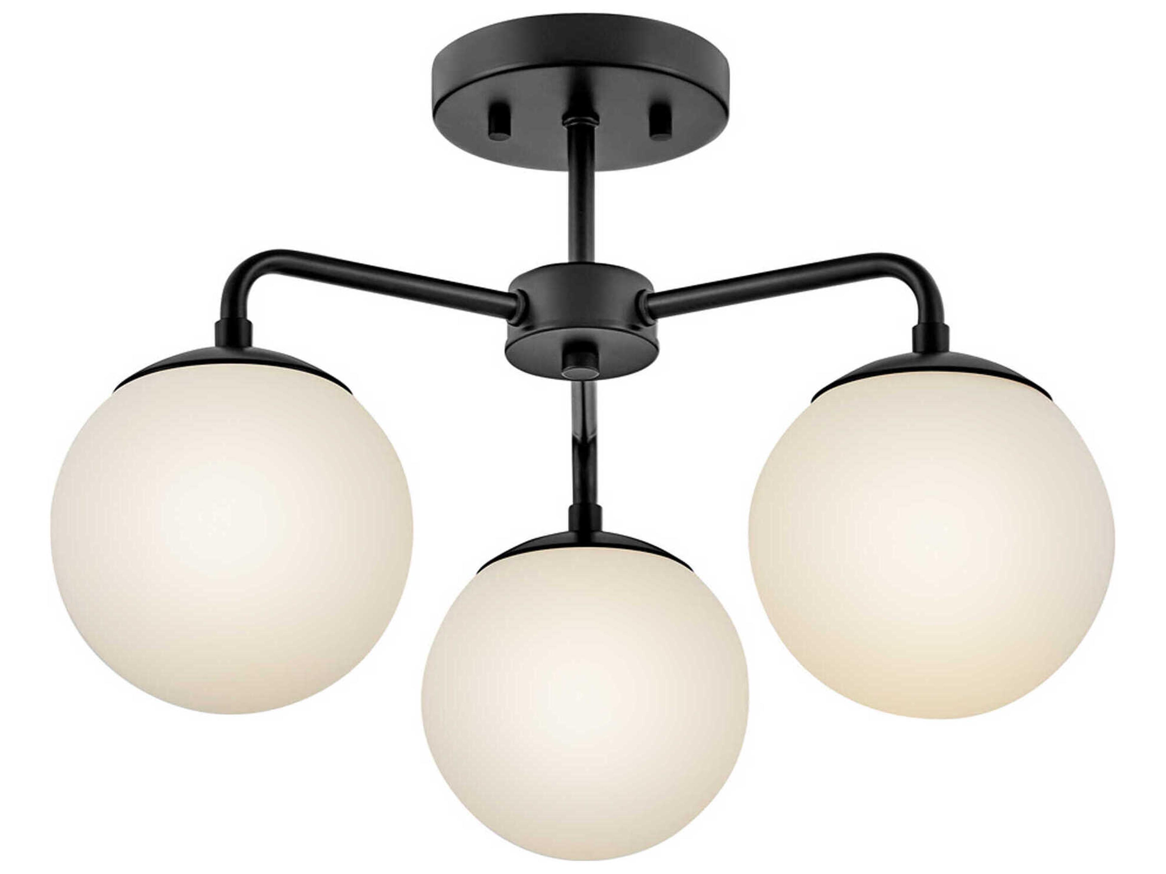 Lark Living Julep 3-Light Black Globe Semi Flush Mount