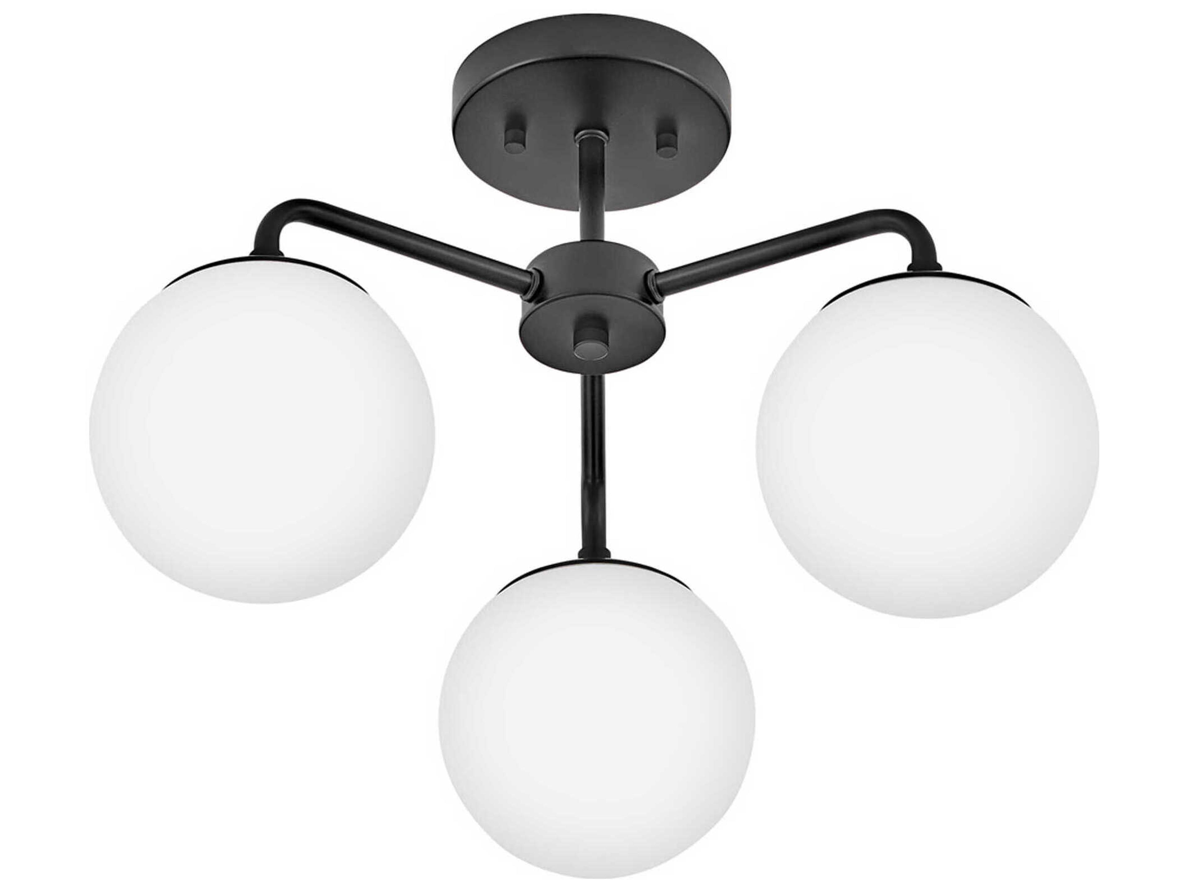 Lark Living Julep 3-Light Black Globe Semi Flush Mount