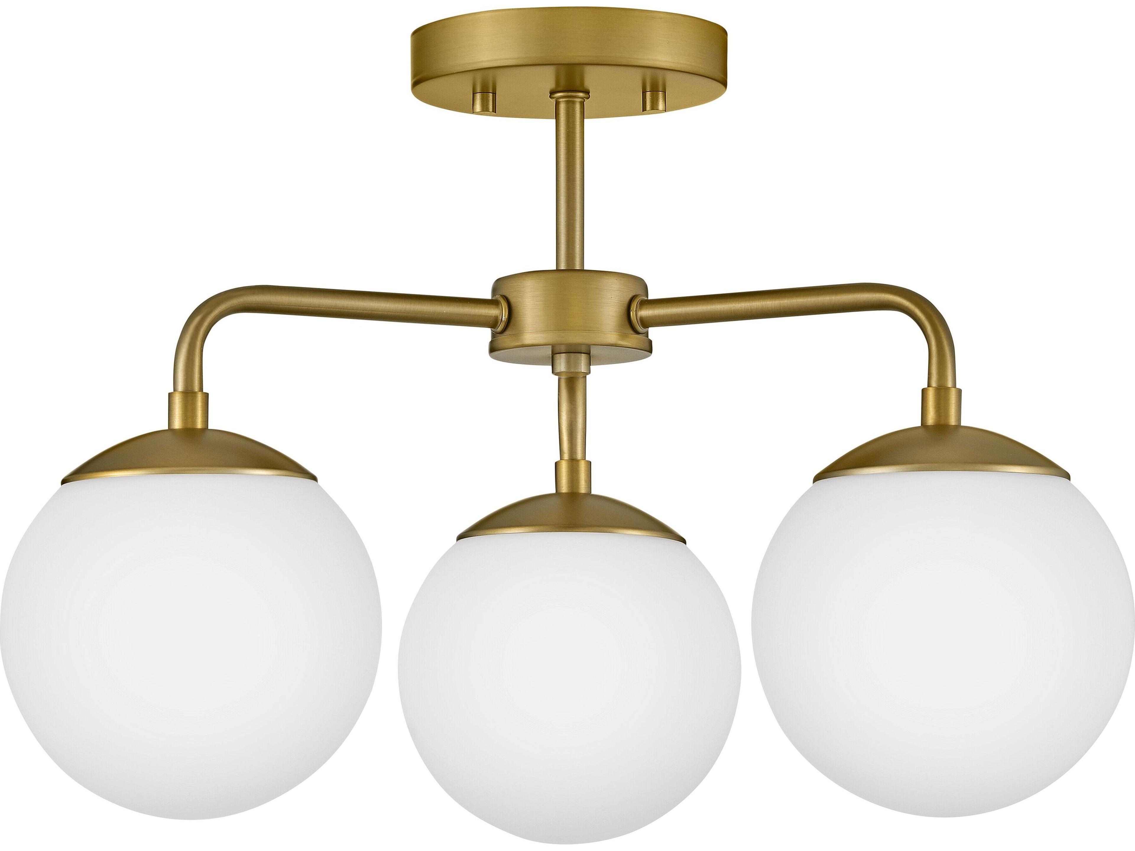 Julep 3-Light Lacquered Brass Globe Semi Flush Mount