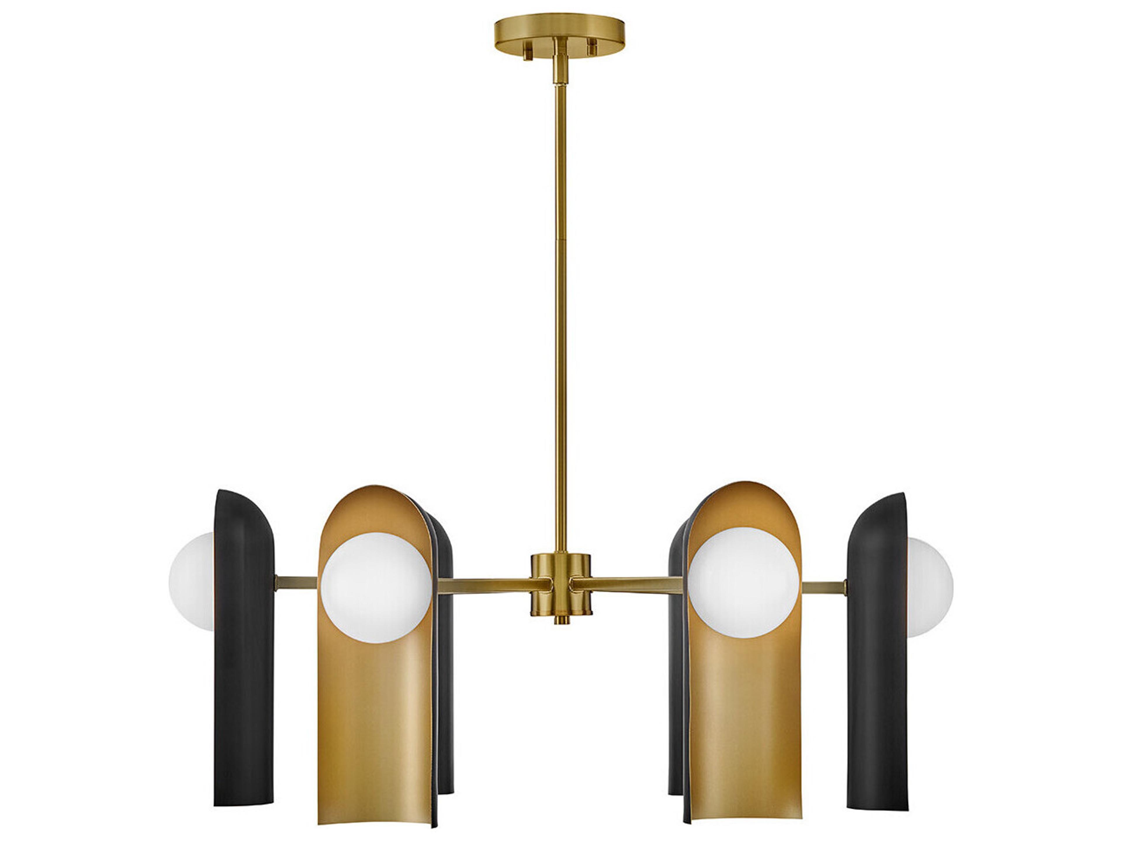 Lark Living Zuri 6-Light Lacquered Brass Black Cylinder Globe Chandelier