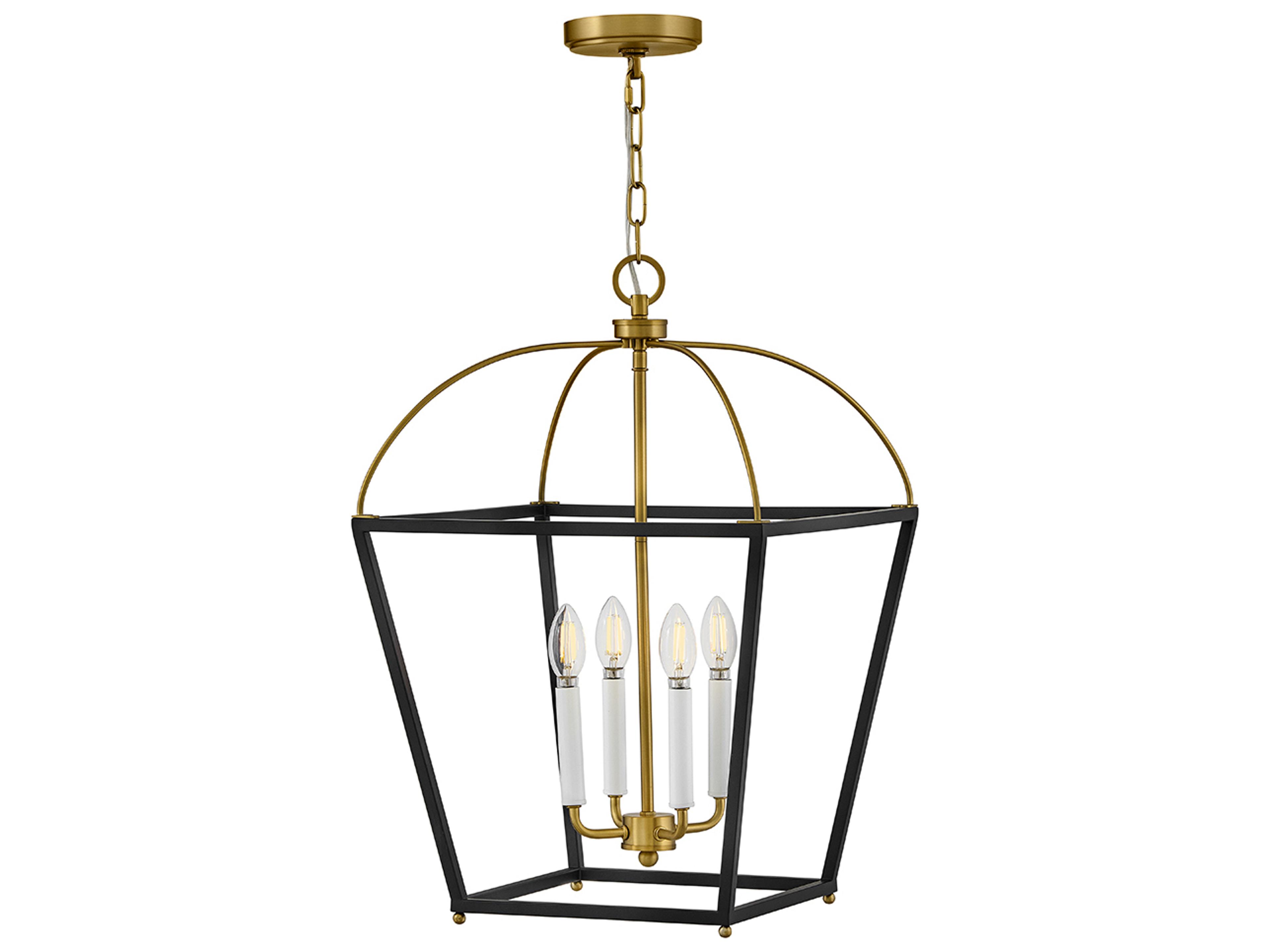 Tate 4-Light Black Lacquered Brass Lantern Pendant