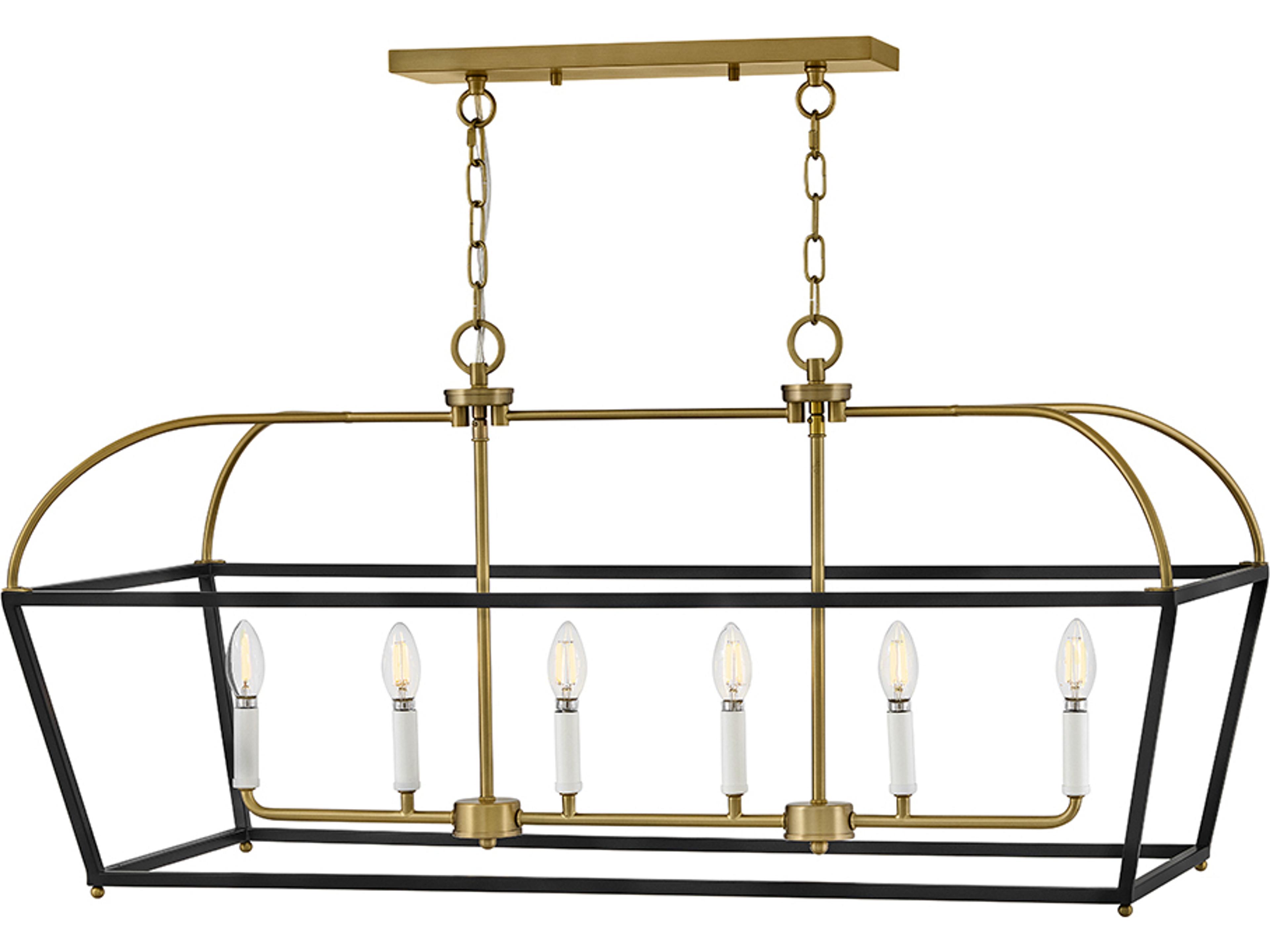 Tate 6-Light Black Lacquered Brass Lantern Island Pendant