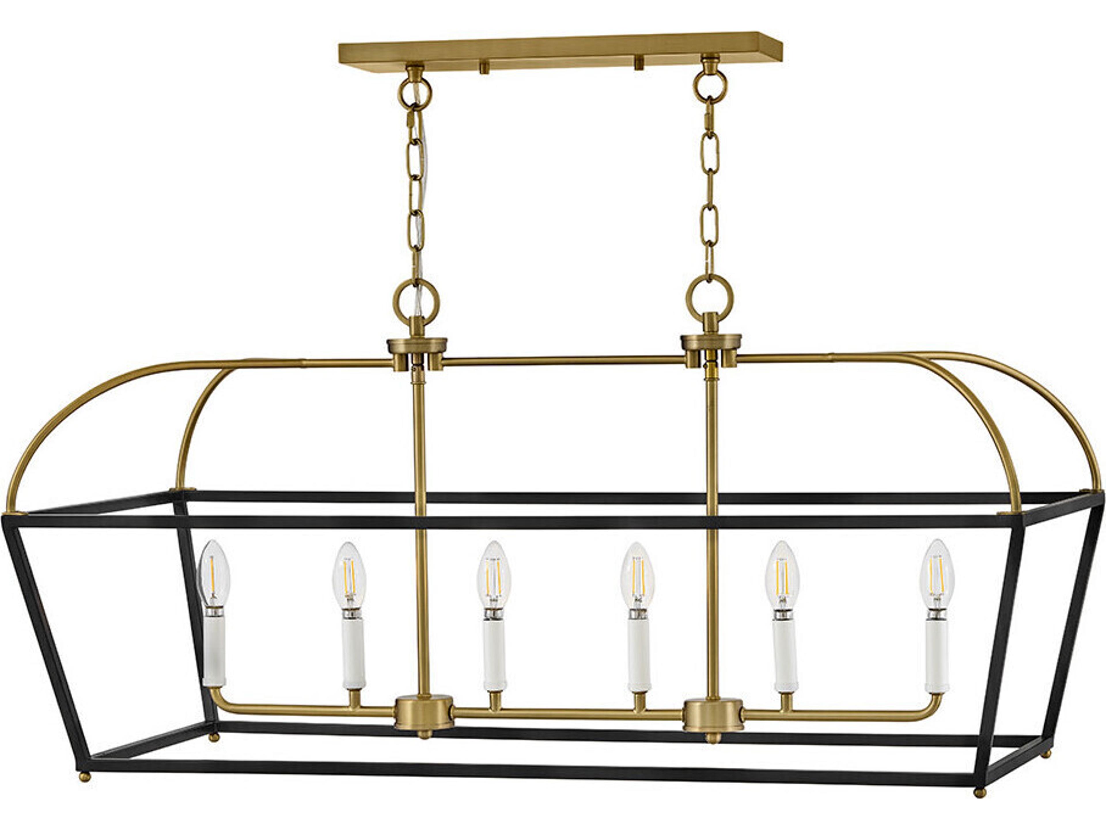 Lark Living Tate 6-Light Black Lacquered Brass Lantern Island Pendant