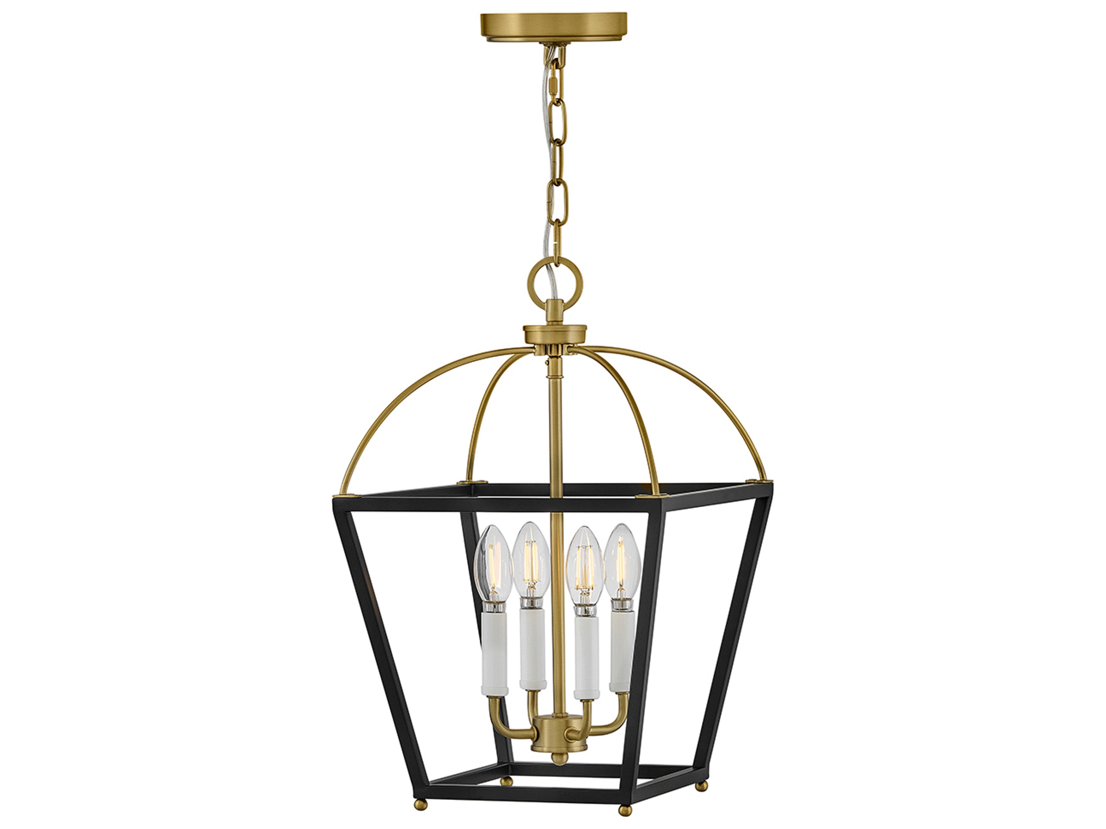 Tate 4-Light Black Lacquered Brass Lantern Mini Pendant