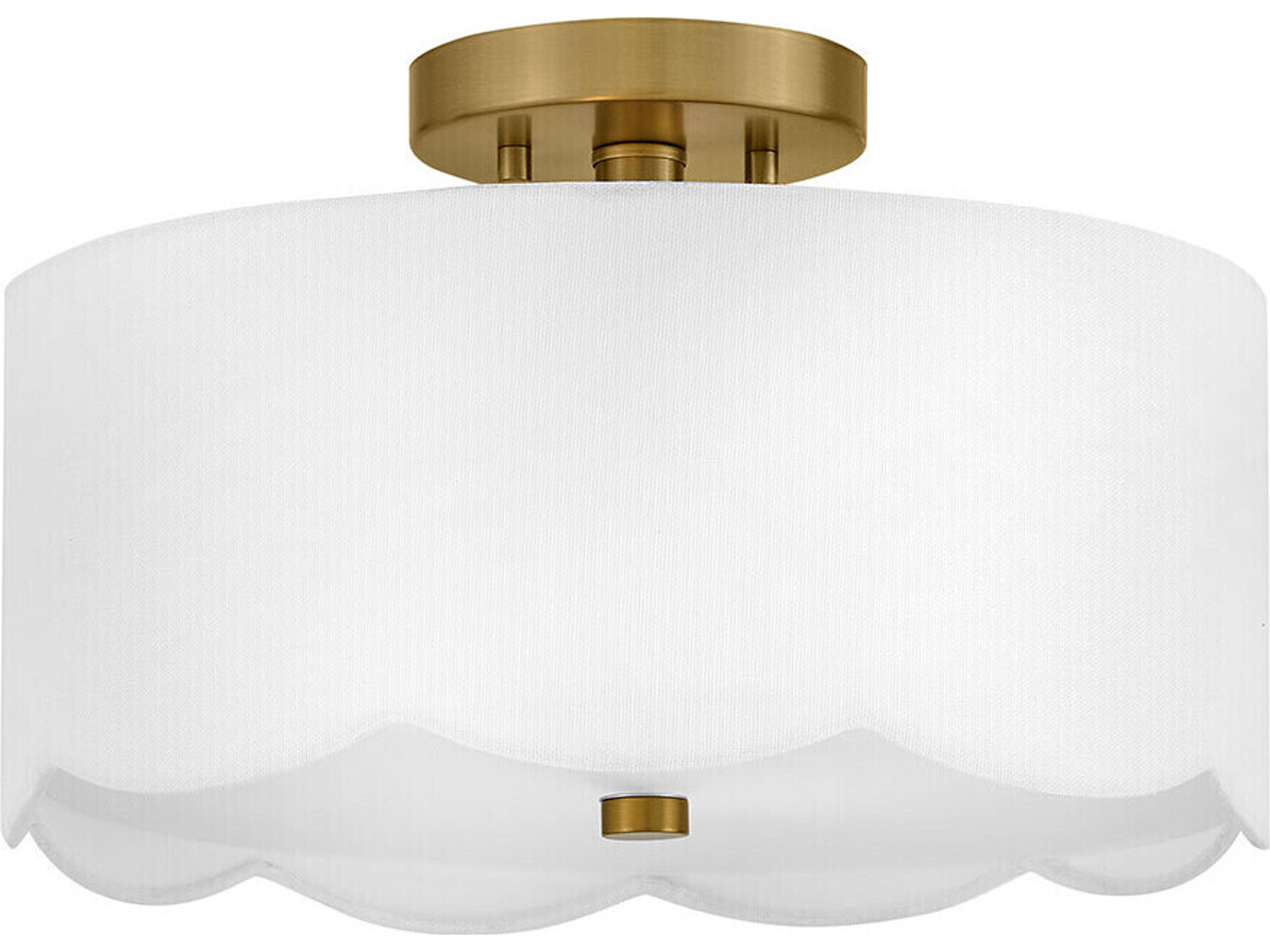 Lark Living Bliss 2-Light Lacquered Brass Drum Semi Flush Mount