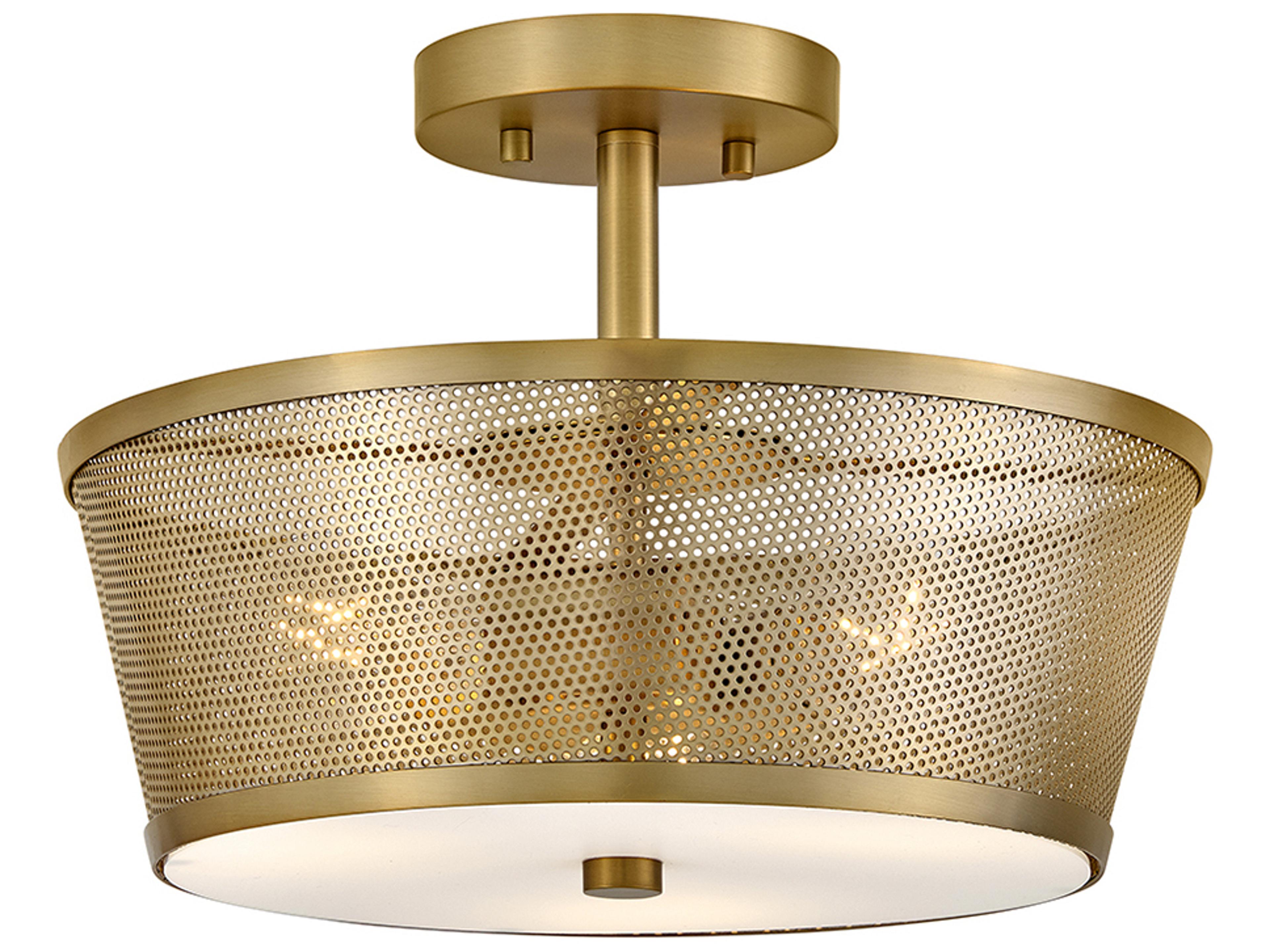 Cash 3-Light Lacquered Brass Drum Semi Flush Mount