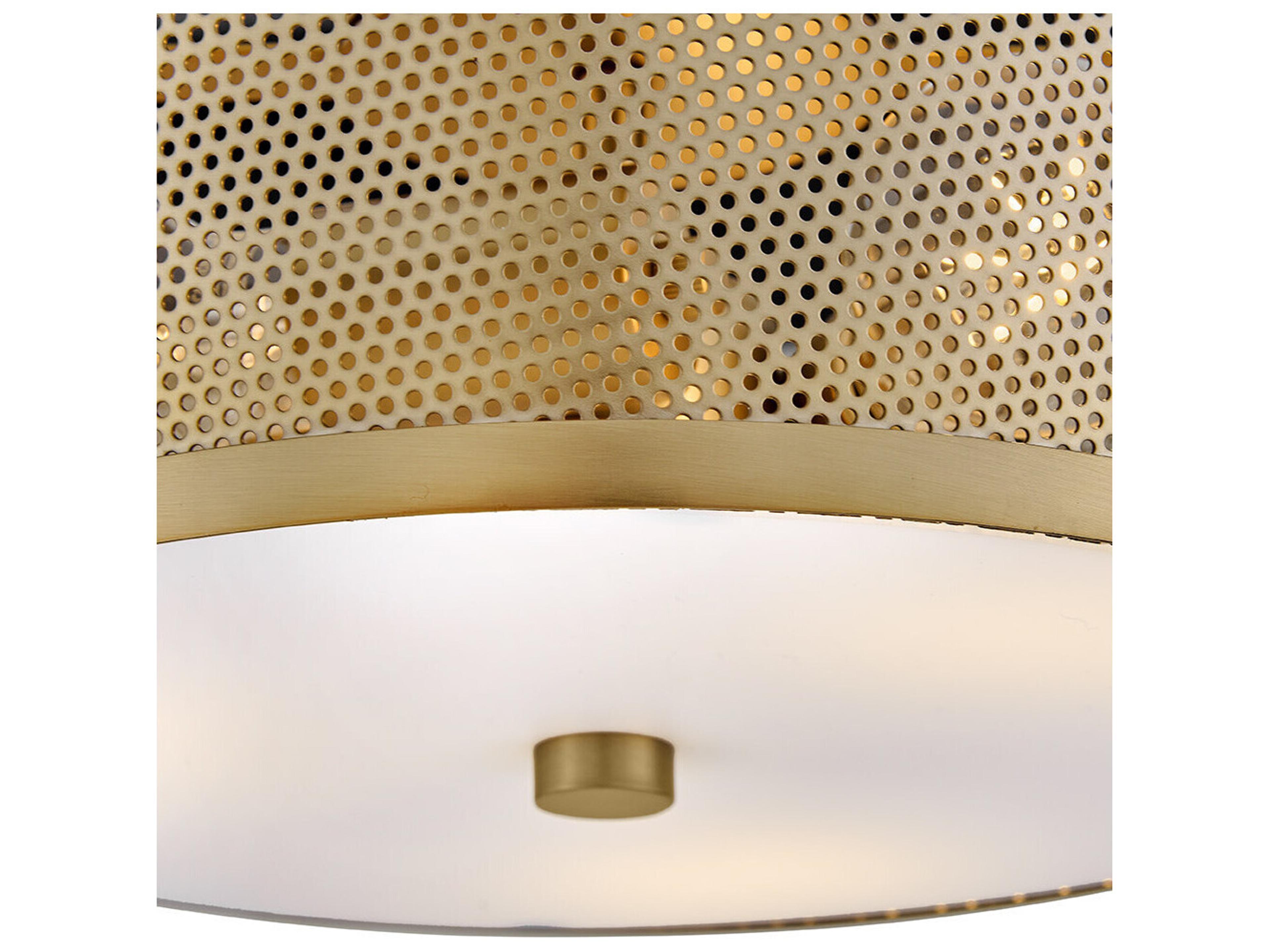 Lark Living Cash 3-Light Lacquered Brass Drum Semi Flush Mount