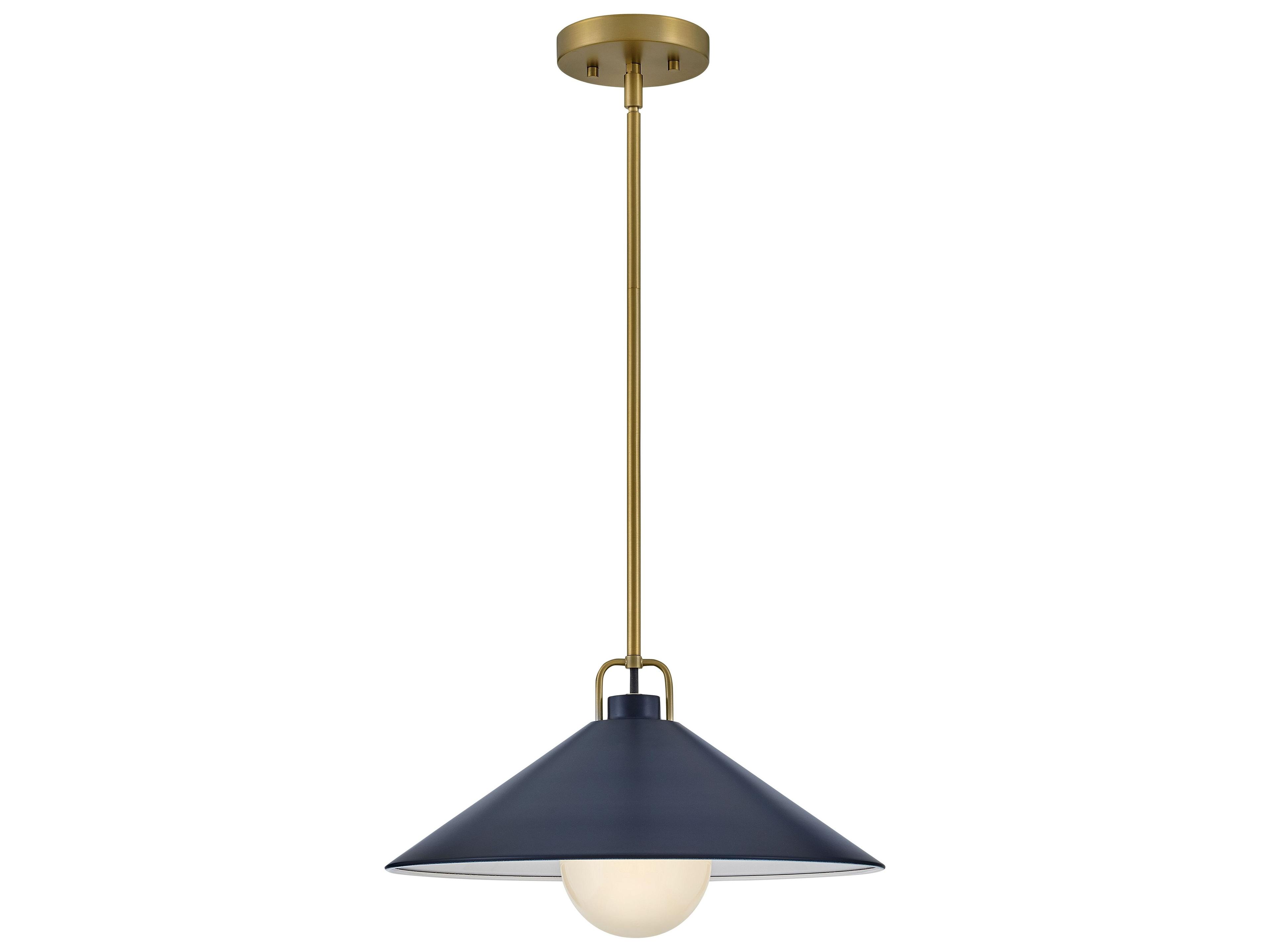 Milo 1-Light Lacquered Brass Matte Navy Blue Pendant
