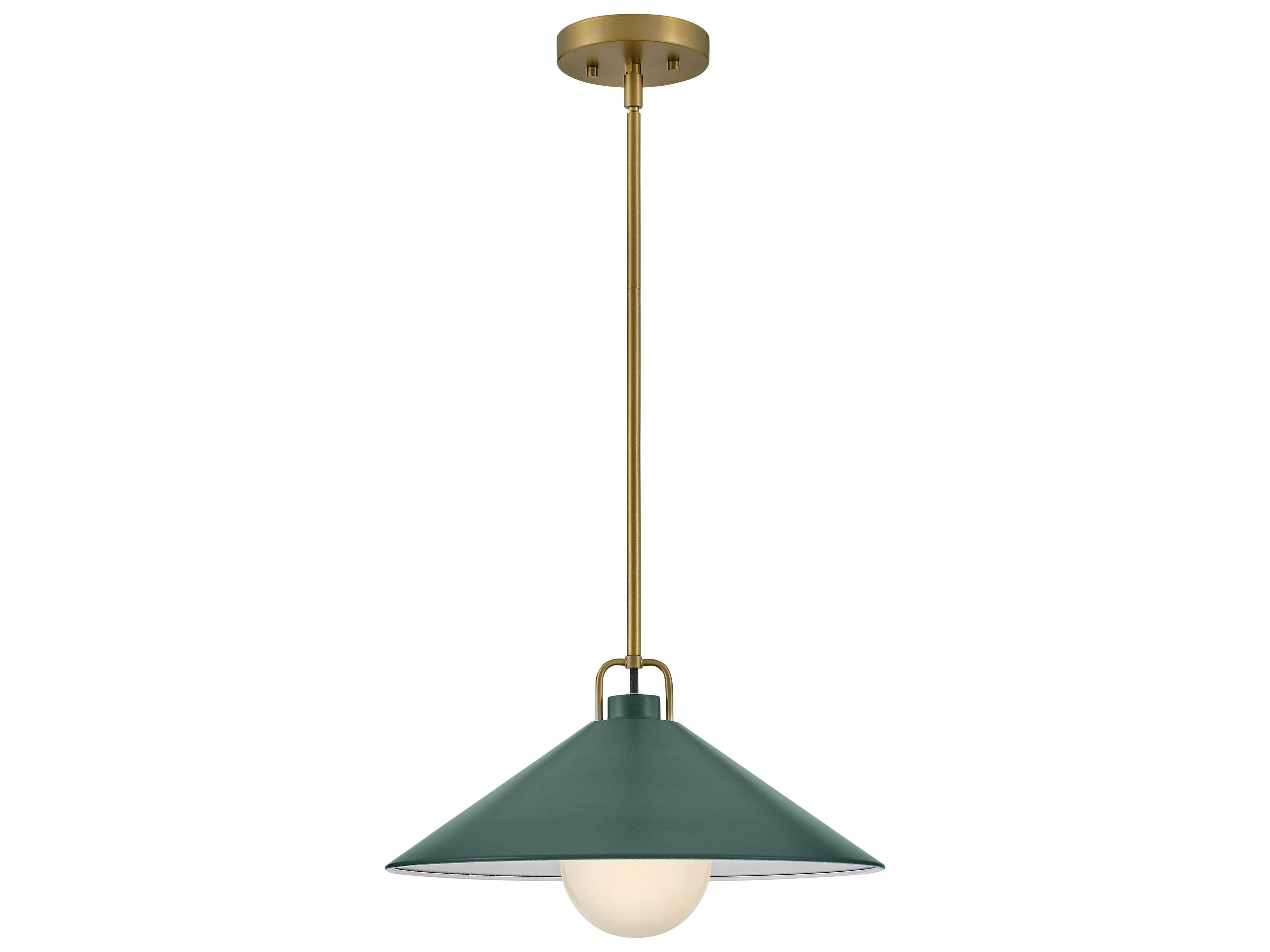 Milo 1-Light Lacquered Brass Sage Green Pendant