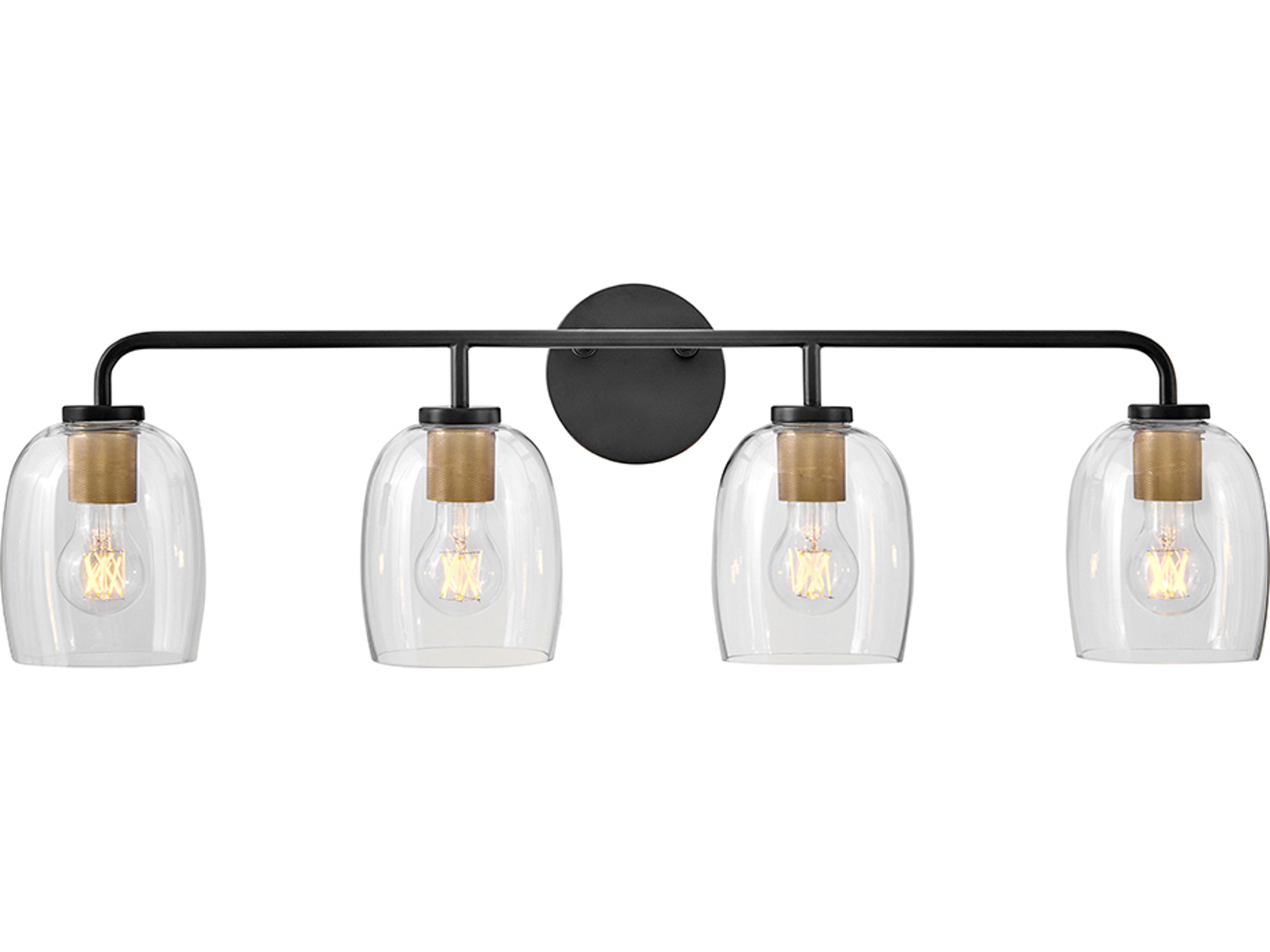 Percy 4-Light Black Lacquered Brass Vanity Light