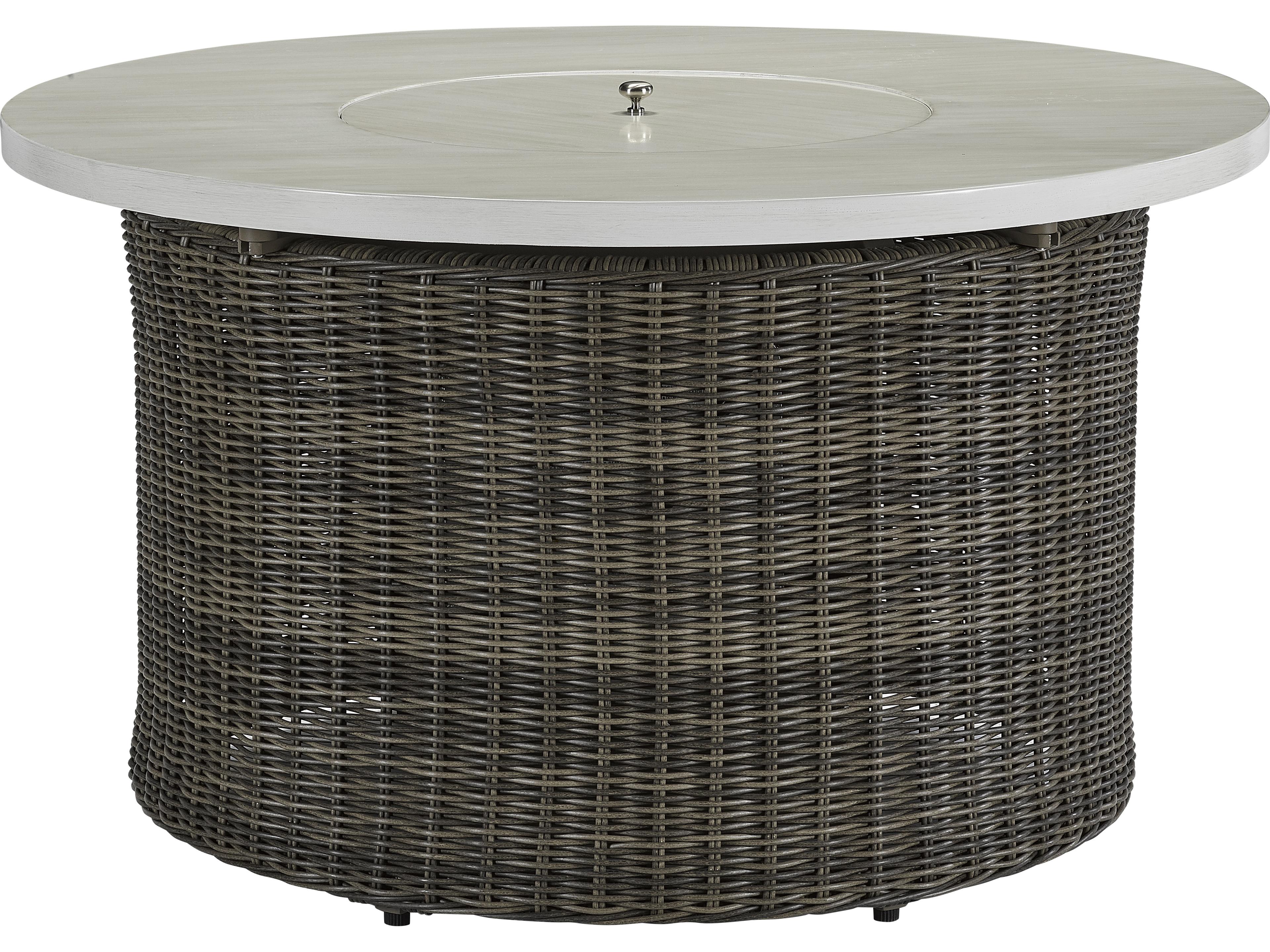 Lane Venture Oasis Ash Wicker Round Gas Outdoor Patio Fire Pit Table