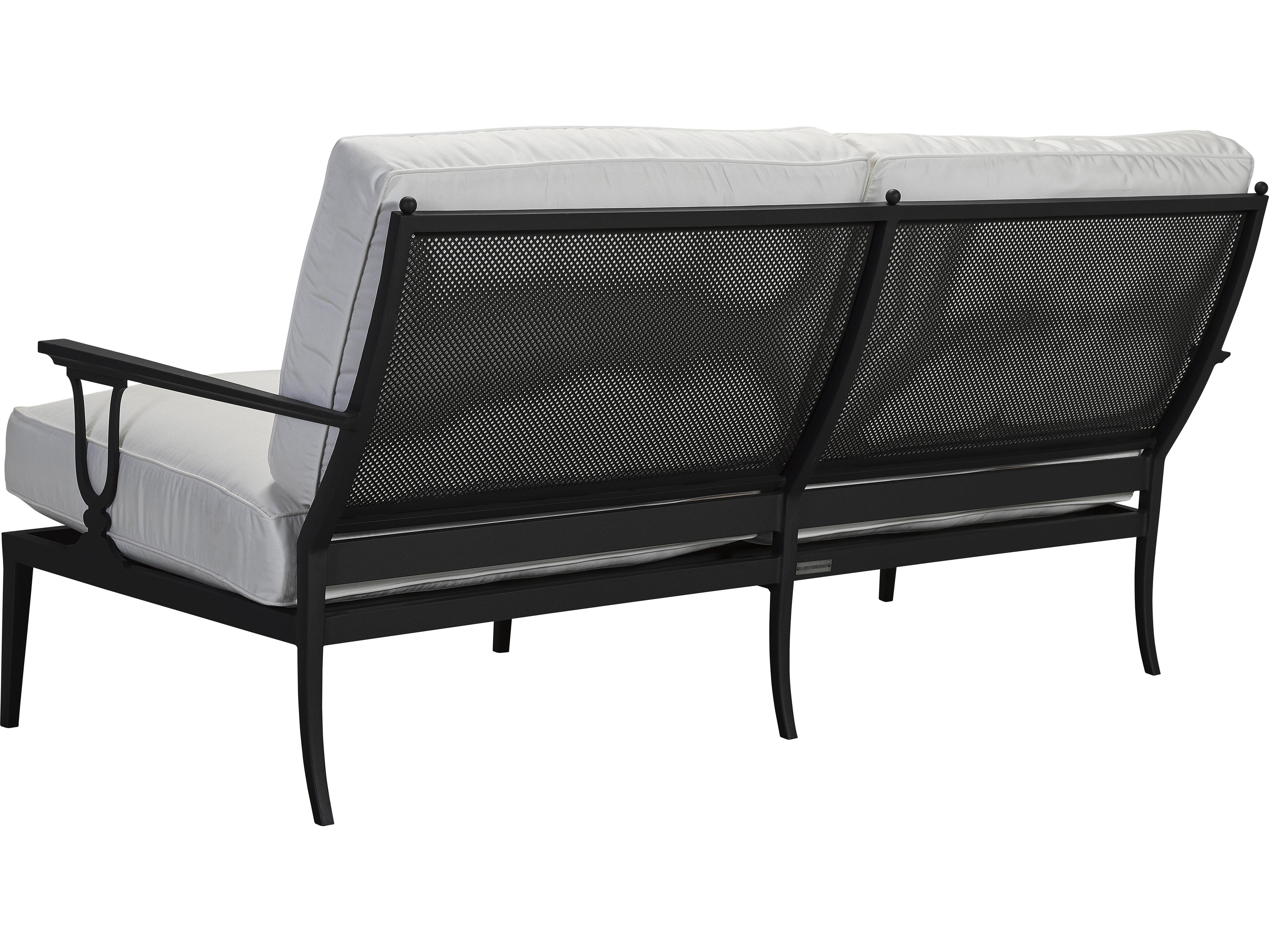 Lane Venture Winterthur Obsidian Black Aluminum Outdoor Sofa Mesh Back