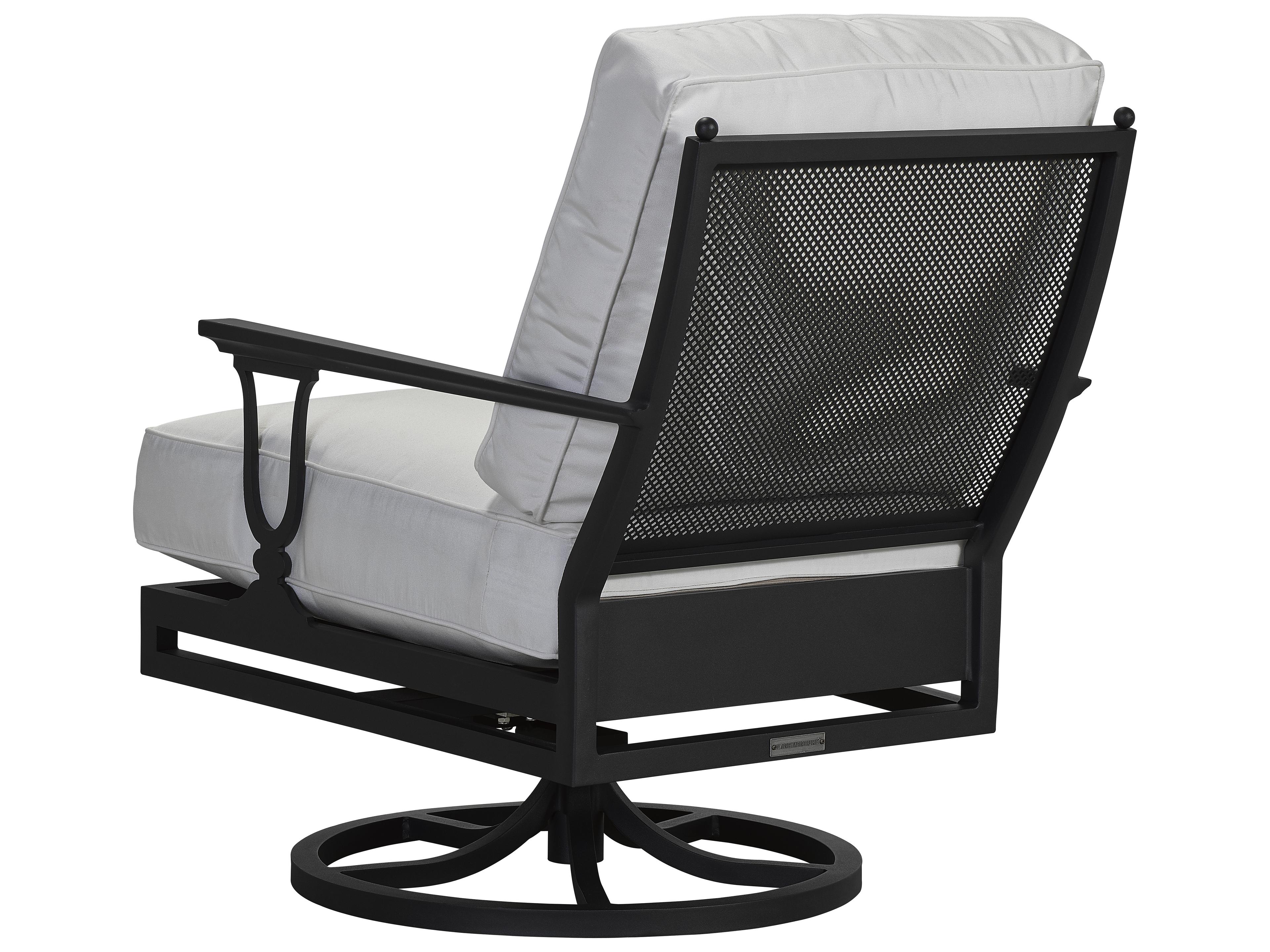 Lane Venture Winterthur Obsidian Black Aluminum Swivel Outdoor Patio Rocker Mesh Back