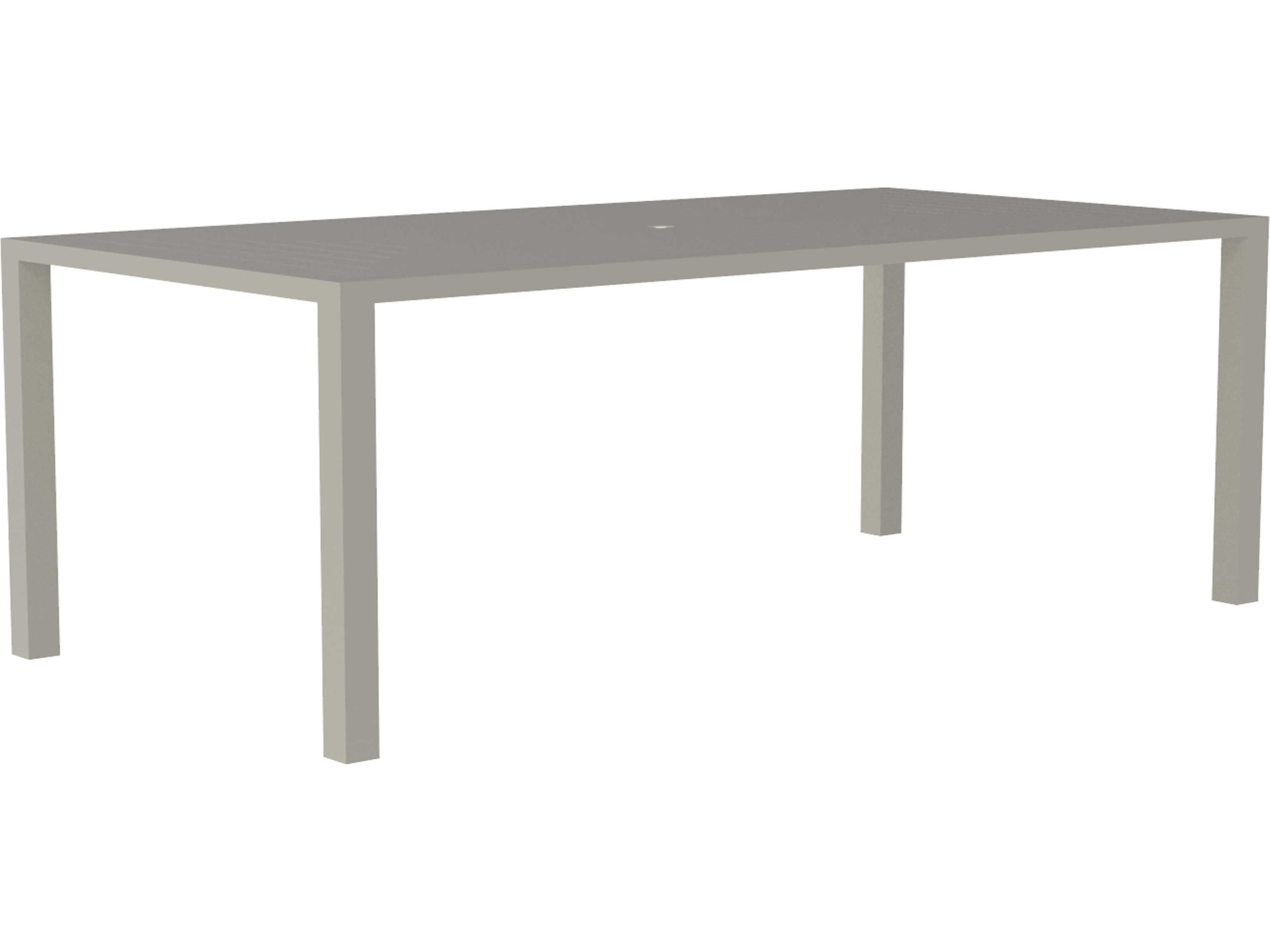 Contempo Aluminum Rectangular Outdoor Dining Table with Umbrella Hole