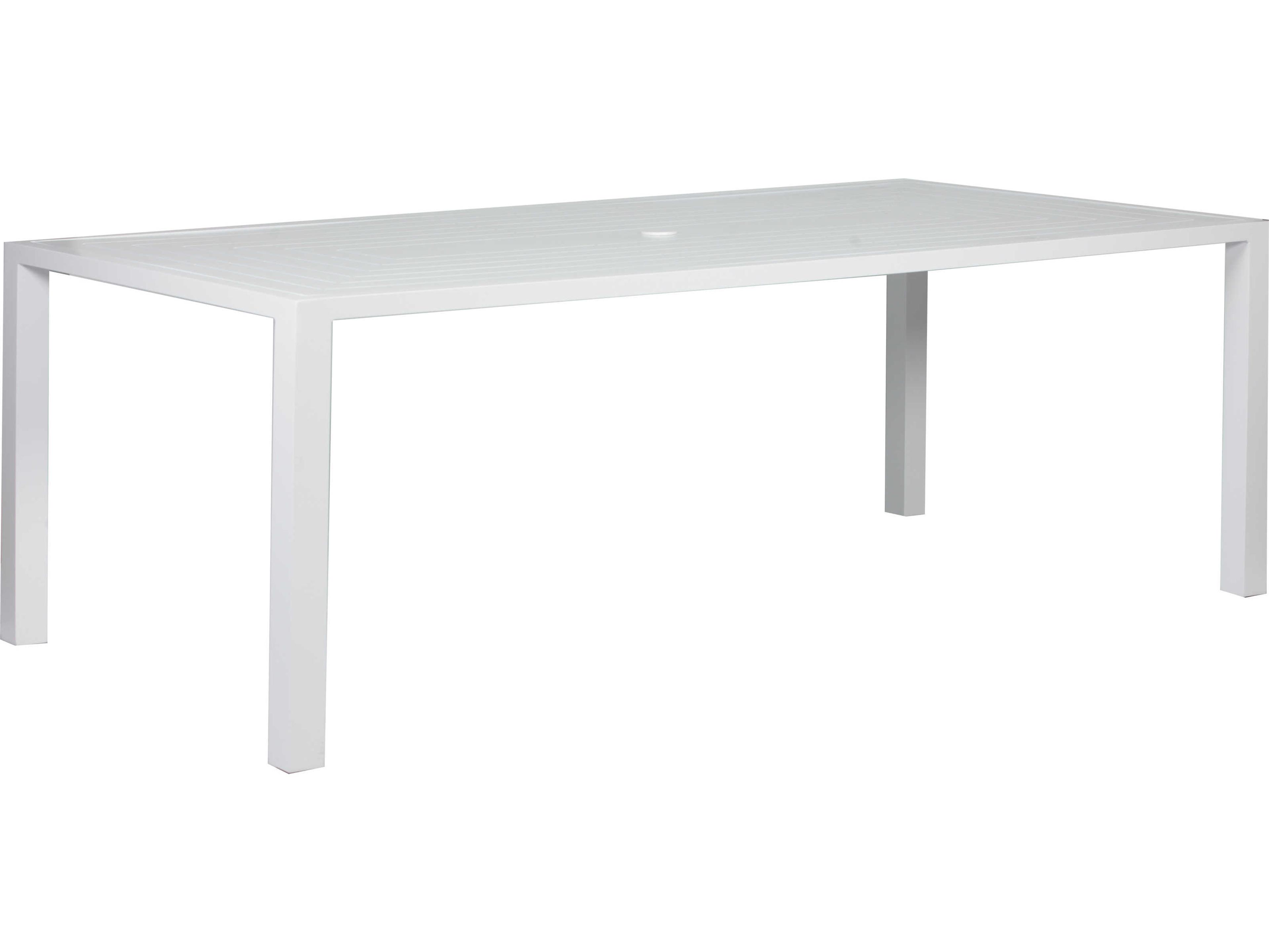 Lane Venture Contempo Aluminum Rectangular Outdoor Dining Table with Umbrella Hole