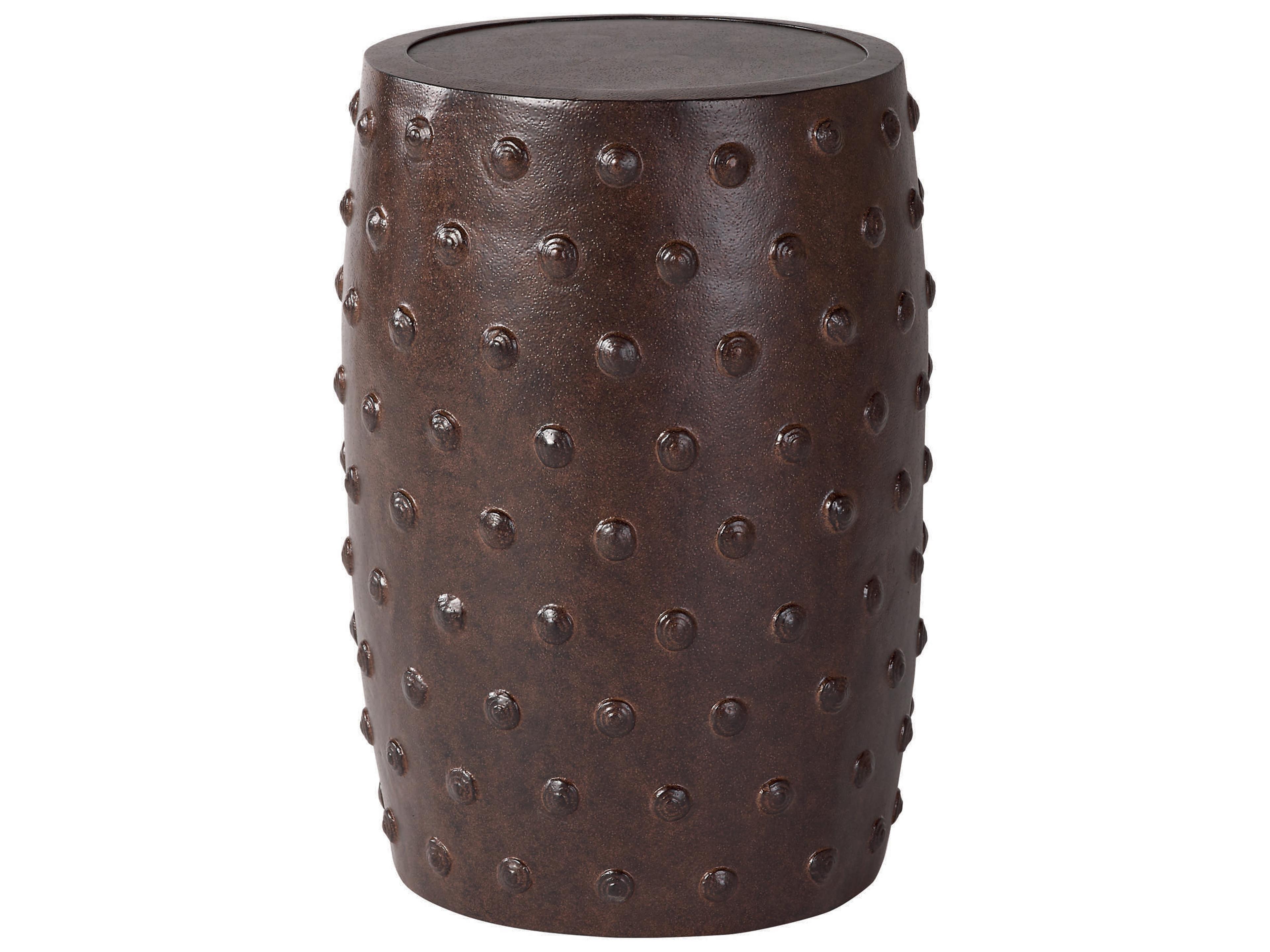 Hemingway Walnut Cast Aluminum Round Accent Table