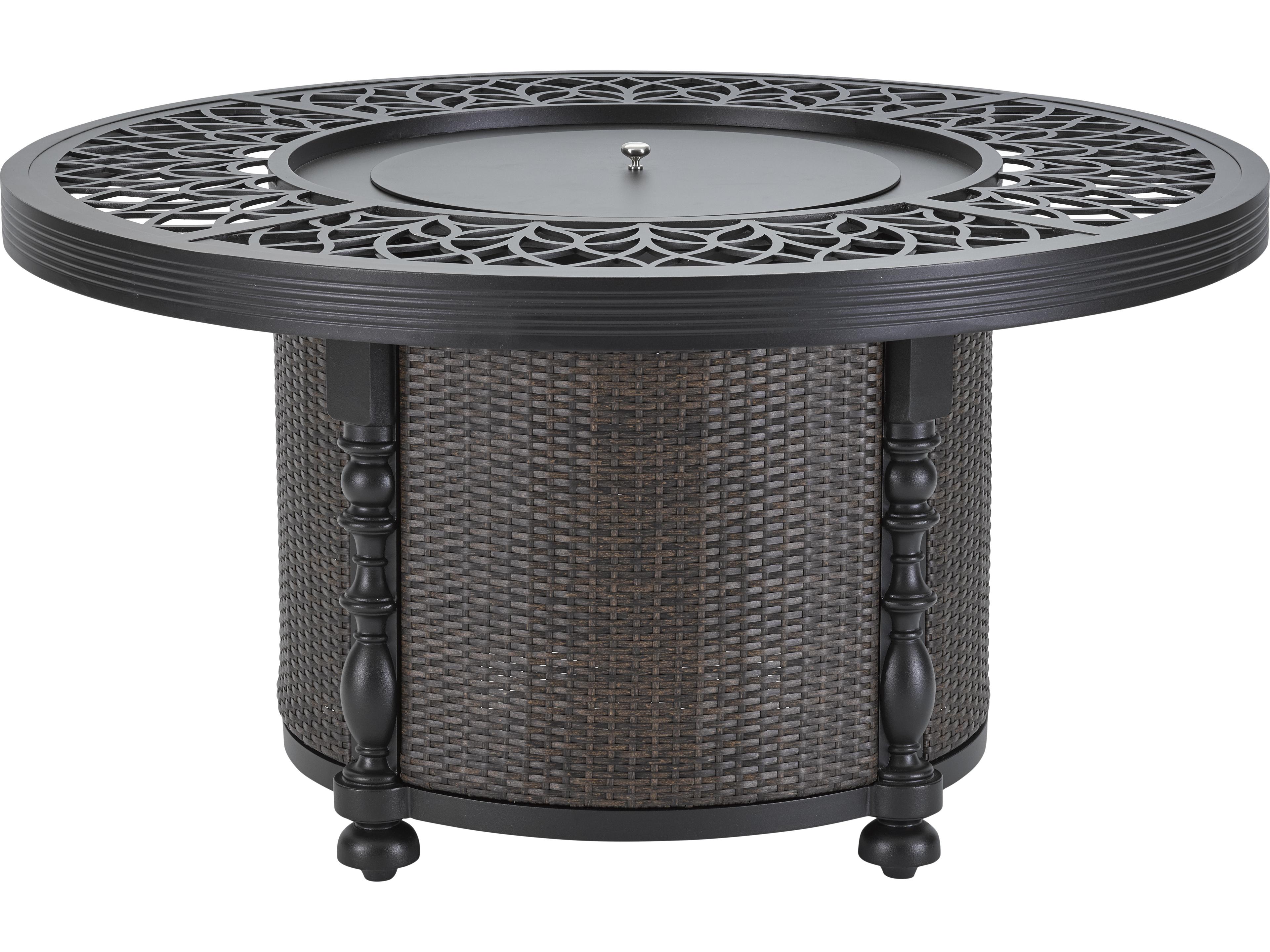 Hemingway Plantation Black Truffle Cast Aluminum Round Outdoor Patio Fire Pit Table