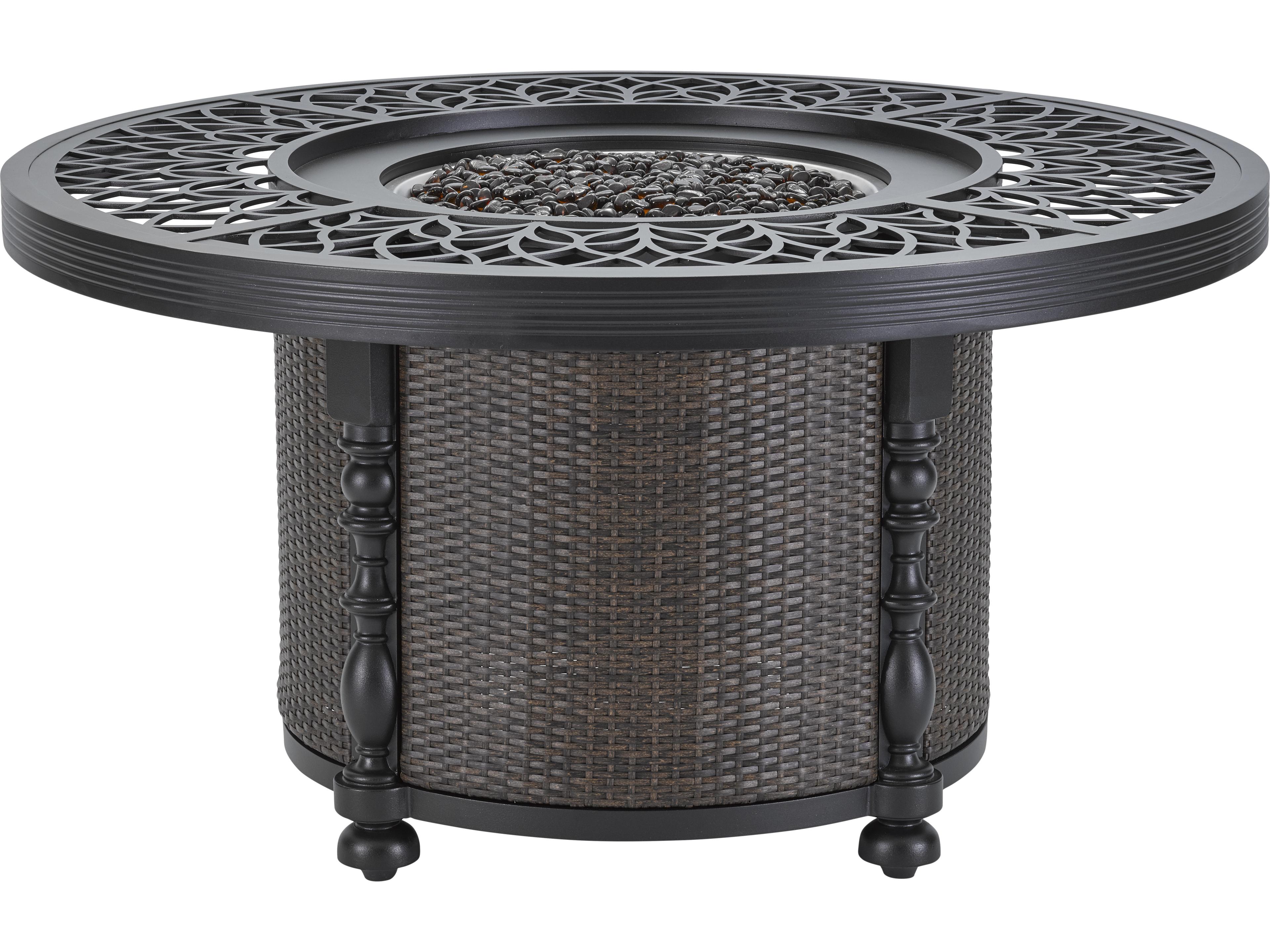 Lane Venture Hemingway Plantation Black Truffle Cast Aluminum Round Outdoor Patio Fire Pit Table