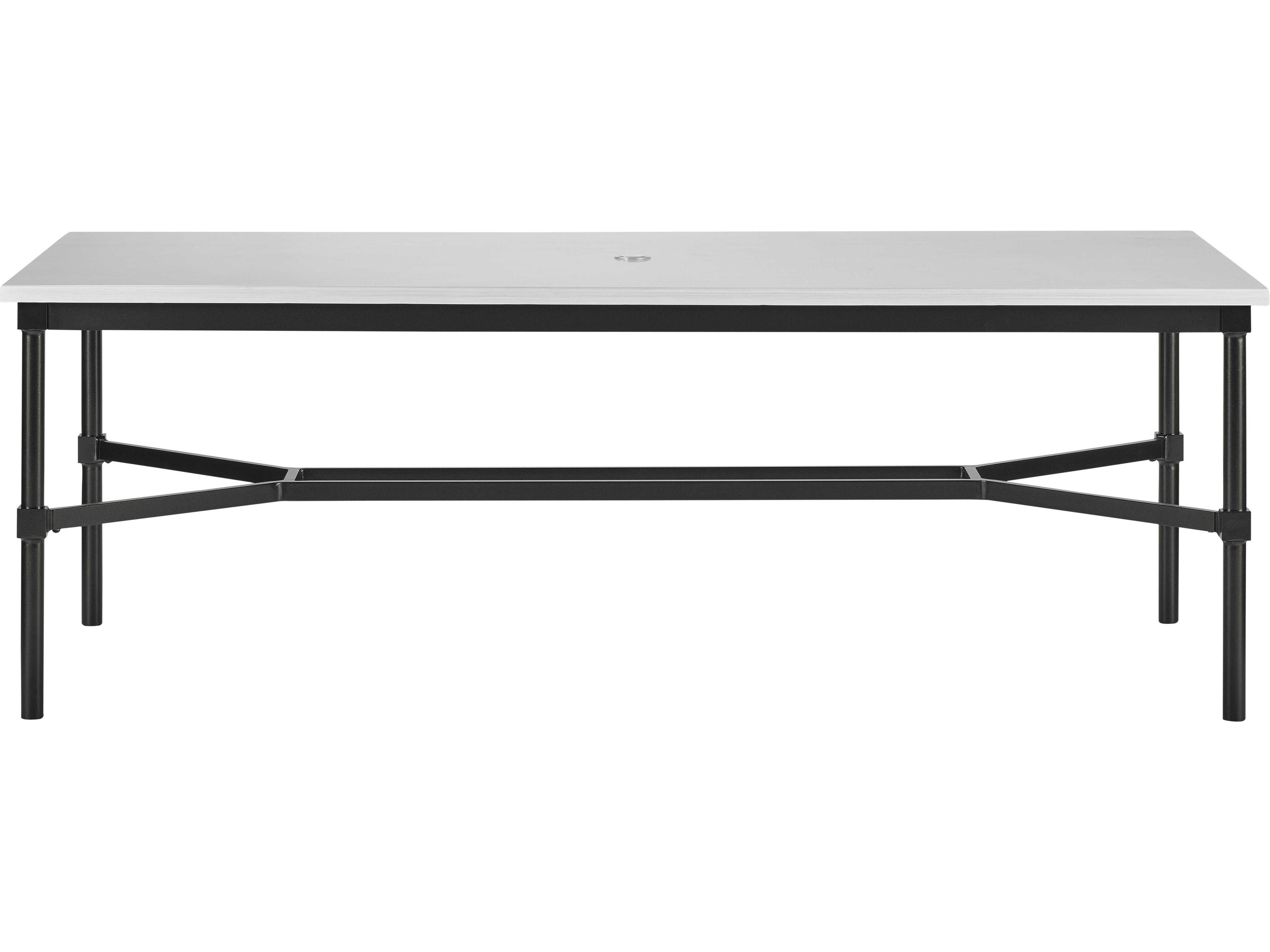 Lane Venture Langham Dark Bronze Aluminum Rectangular Outdoor Dining Table with Umbrella Hole