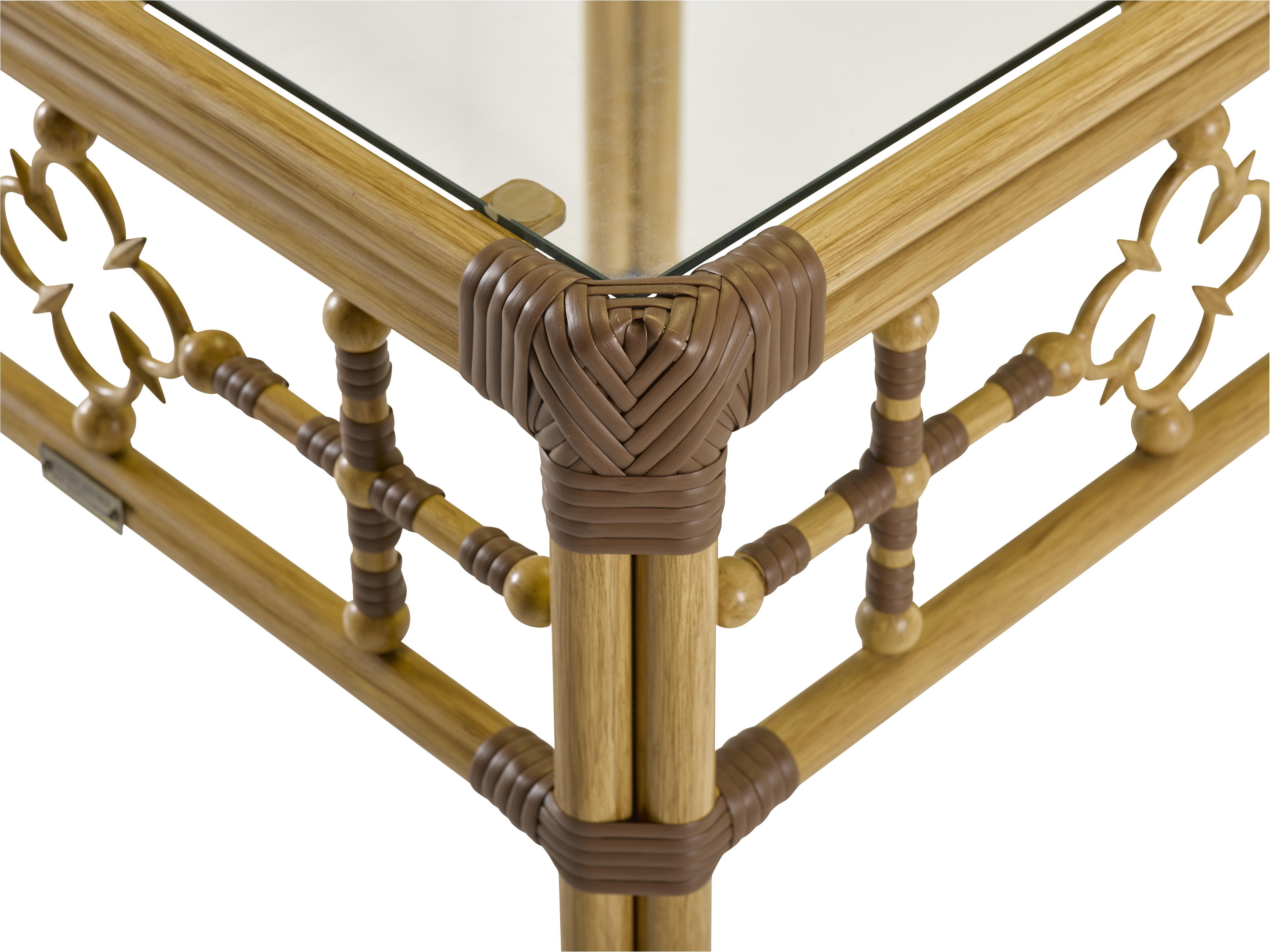 Lane Venture Mimi By Celerie Kemble Raffia Aluminum Square Glass Top Outdoor Patio End Table