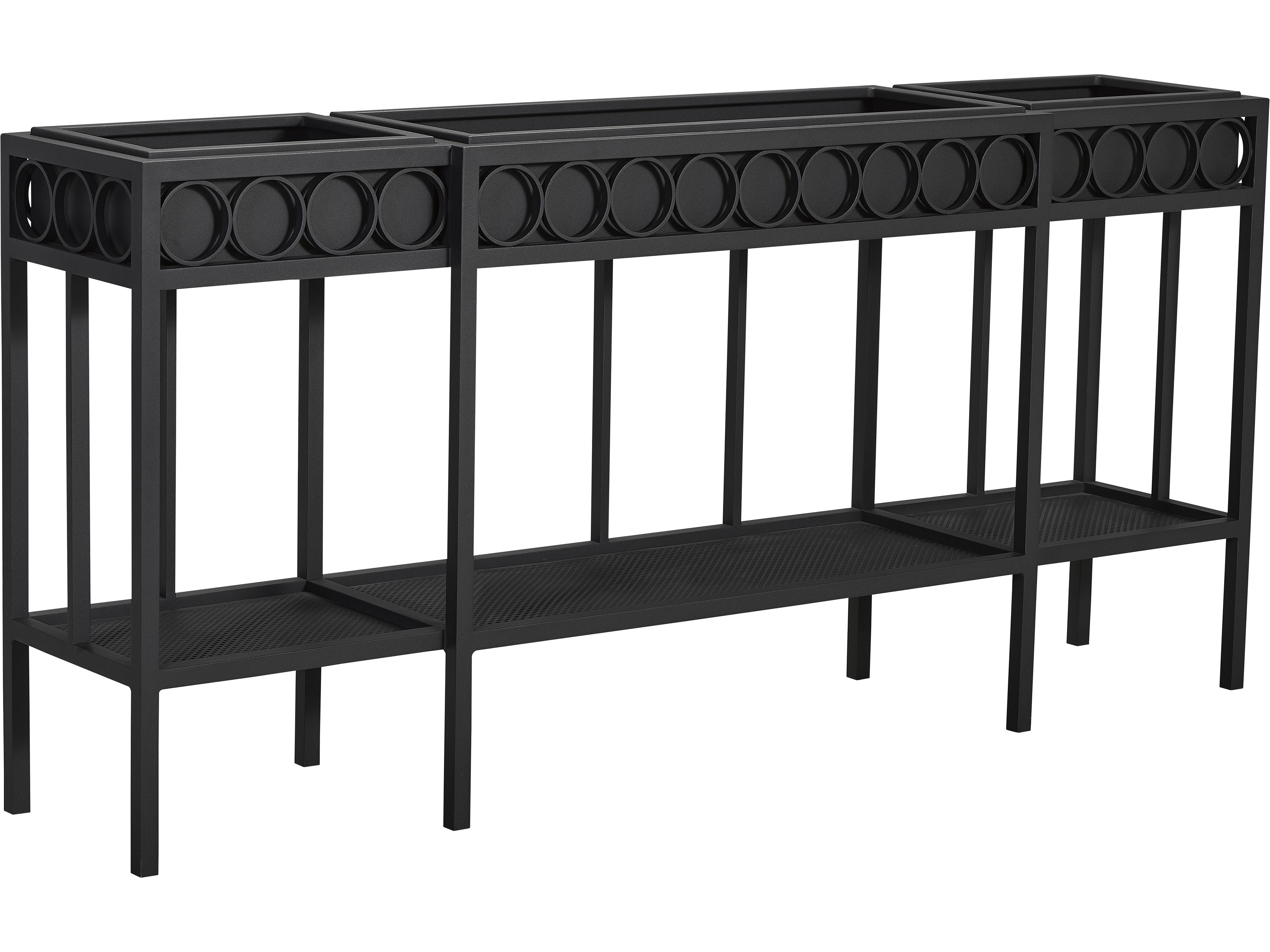Lane Venture Winterthur Obsidian Black Aluminum Rectangular Outdoor Patio Console Table
