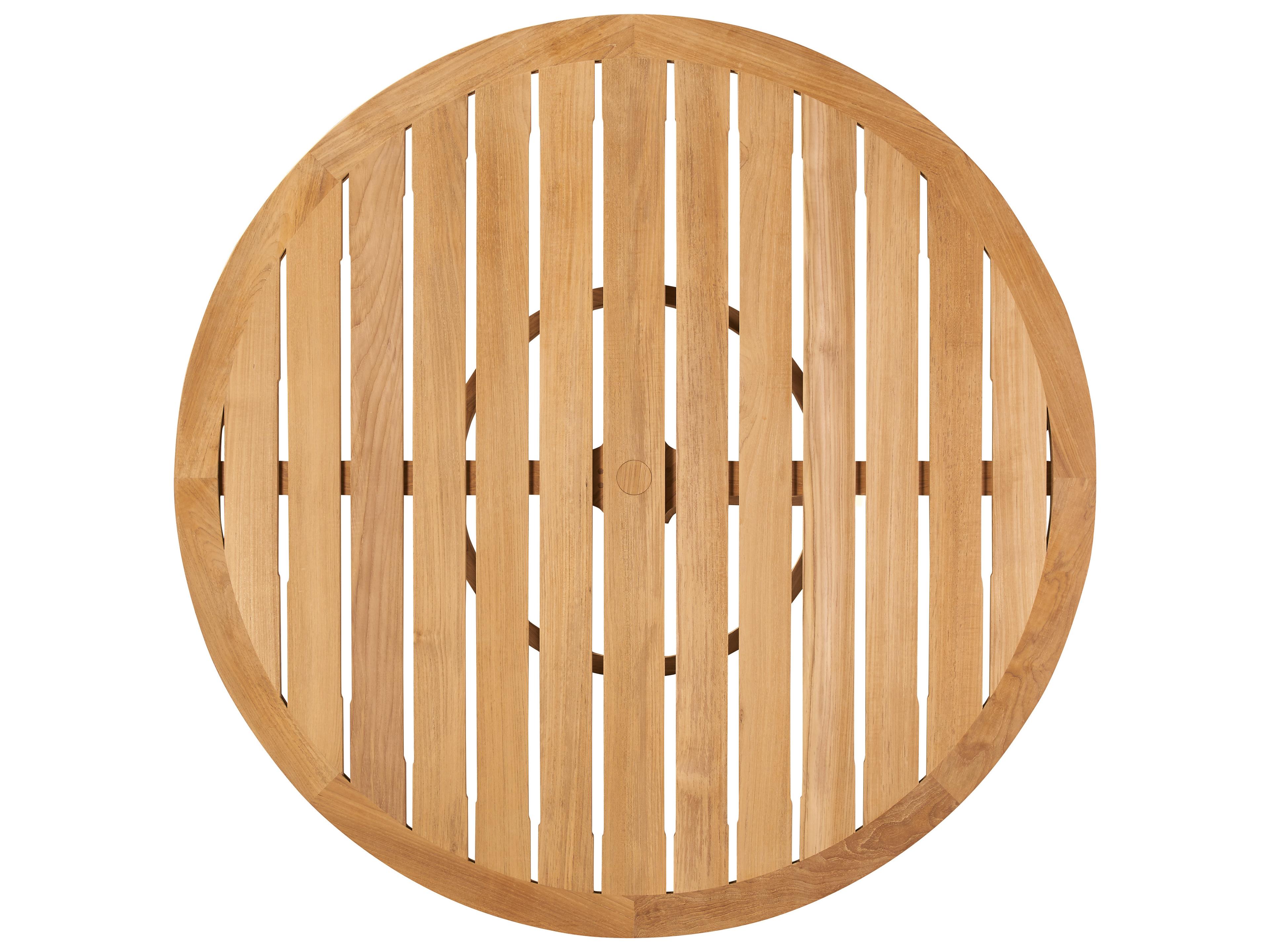 Lane Venture Edgewood Teak Round Patio Dining Table with Umbrella Hole